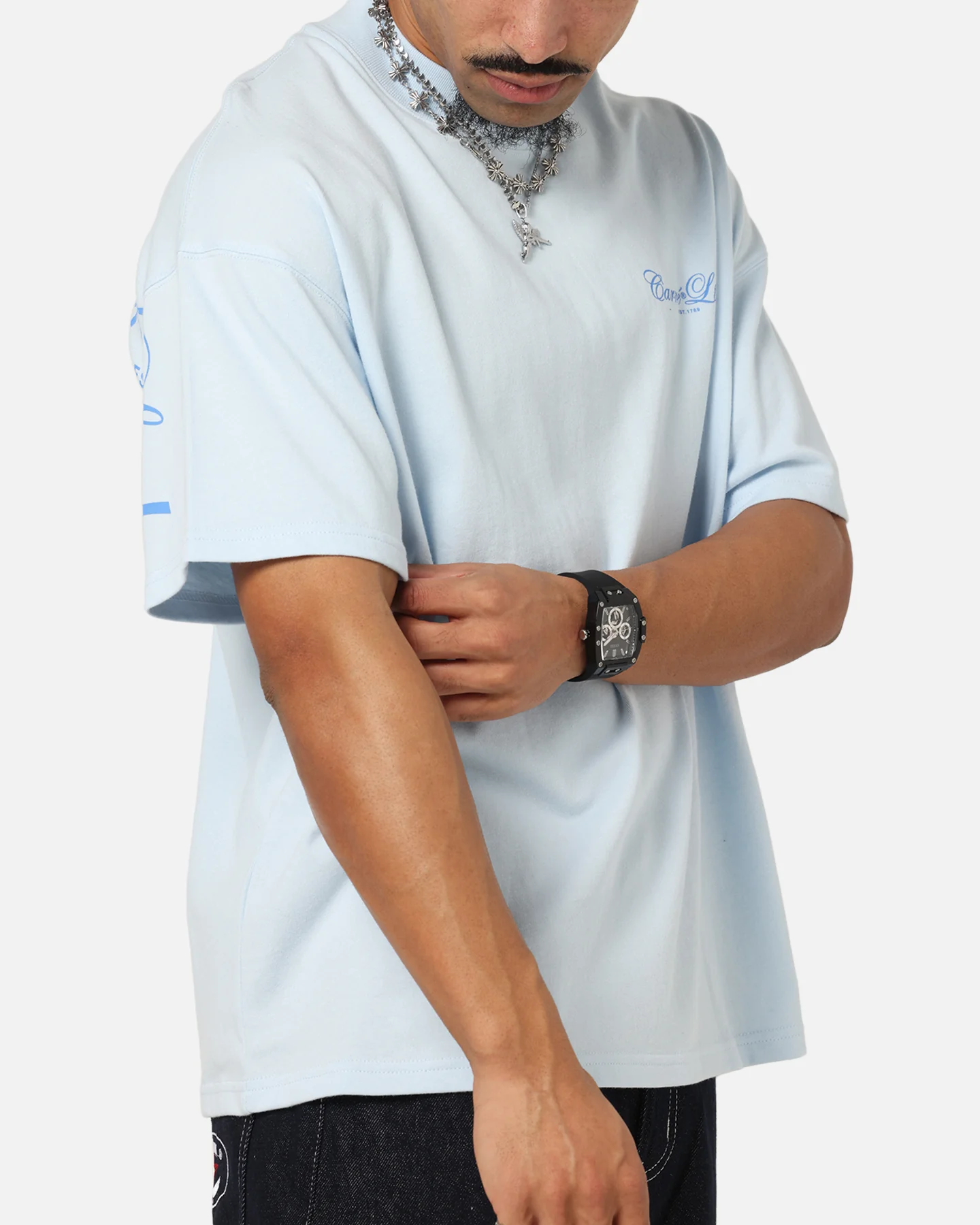 Carre Side Script Oversized T-Shirt Baby Blue - Image 8