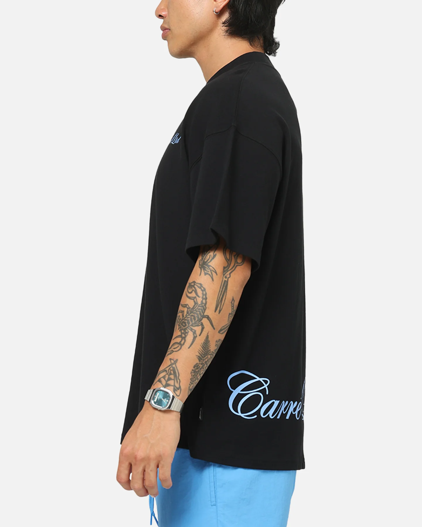 Carre Side Script Oversized T-Shirt Black/Blue - Image 6