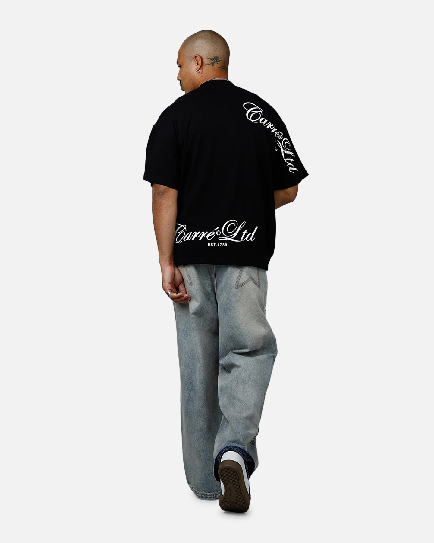 Carre Side Script Oversized T-Shirt Black/White - Image 6
