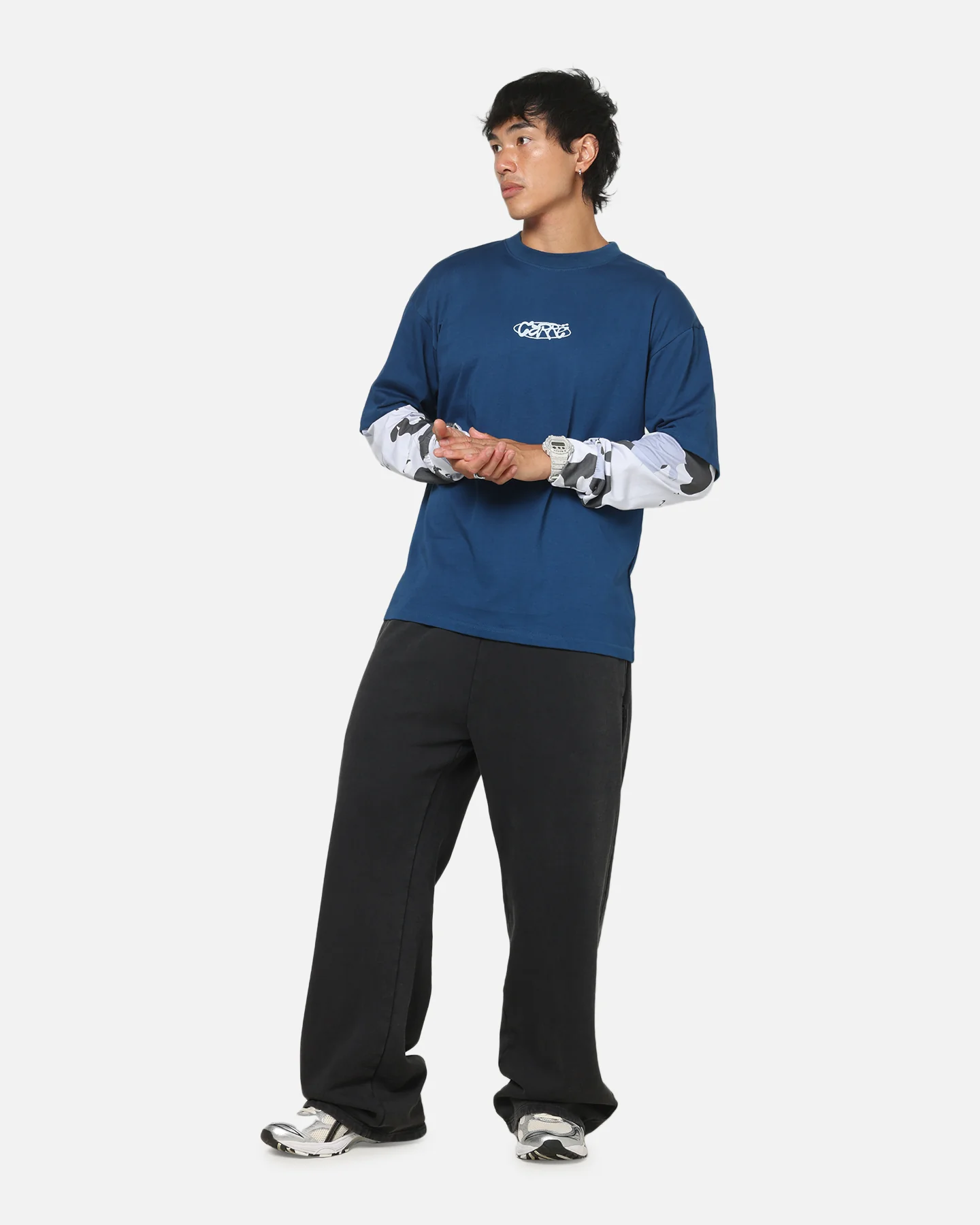 Carre Static Layered Long Sleeve T-Shirt Blue - Image 2