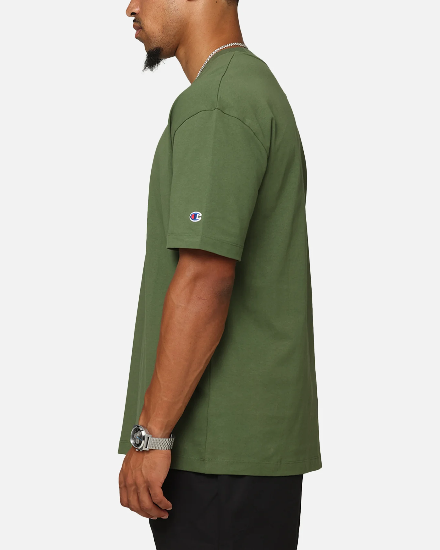 Champion Heritage New Script T-Shirt Green - Image 5