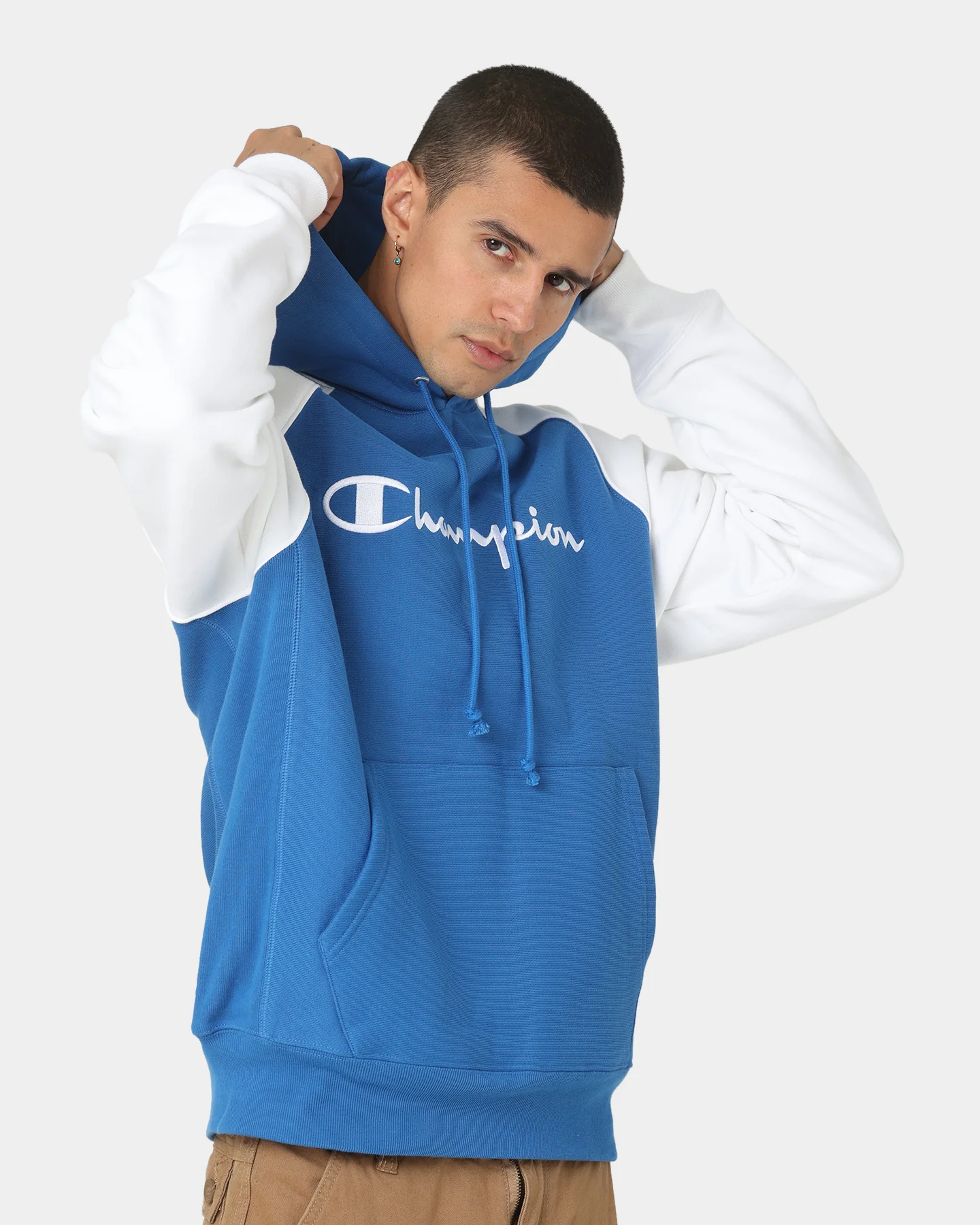 Champion Reverse Weave Raglan Hoodie Living In Blue - Image 5