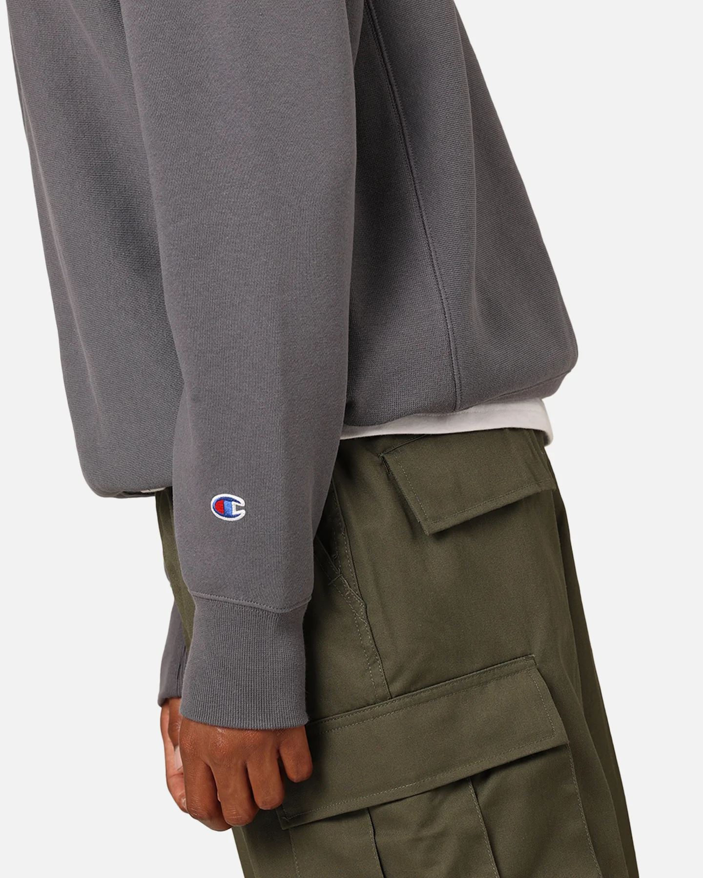 Champion Reverse Weave Small C Crewneck Grey Ocean - Image 7