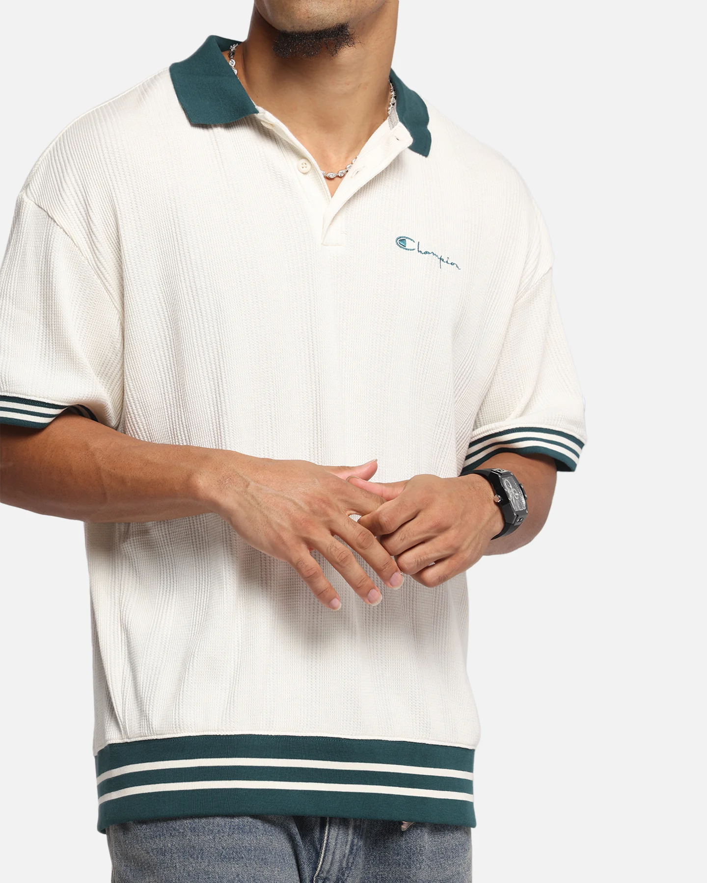 Champion Textured Polo Shirt Natural - Image 6