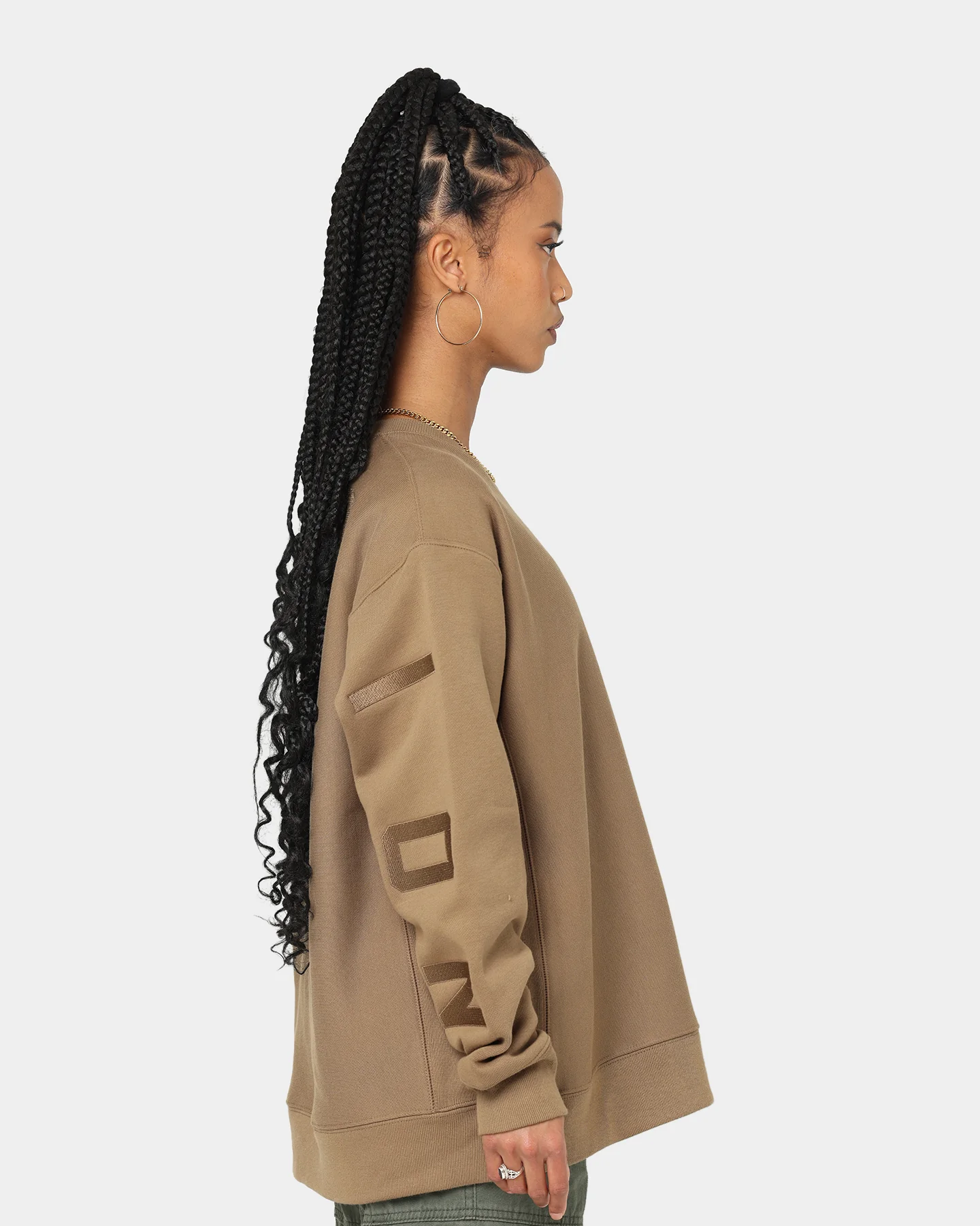 Champion Women's Reverse Weave Large Arch Crewneck Midway Brown - Image 4