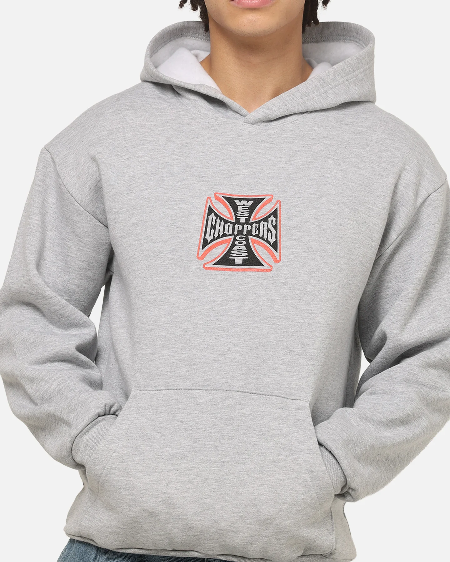 West Coast Choppers Choppers Cross Hoodie Grey Marle - Image 8
