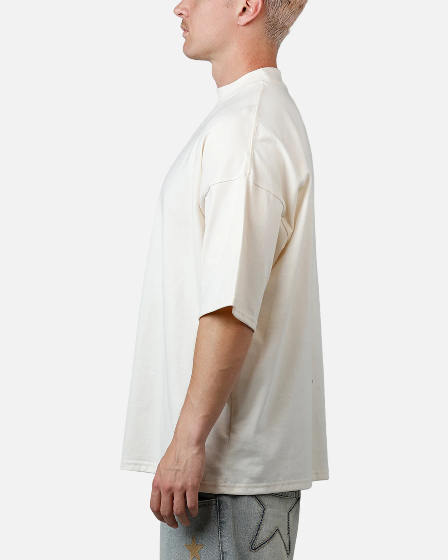 Culture Kings Everyday Mock Neck T-Shirt Off White - Image 5