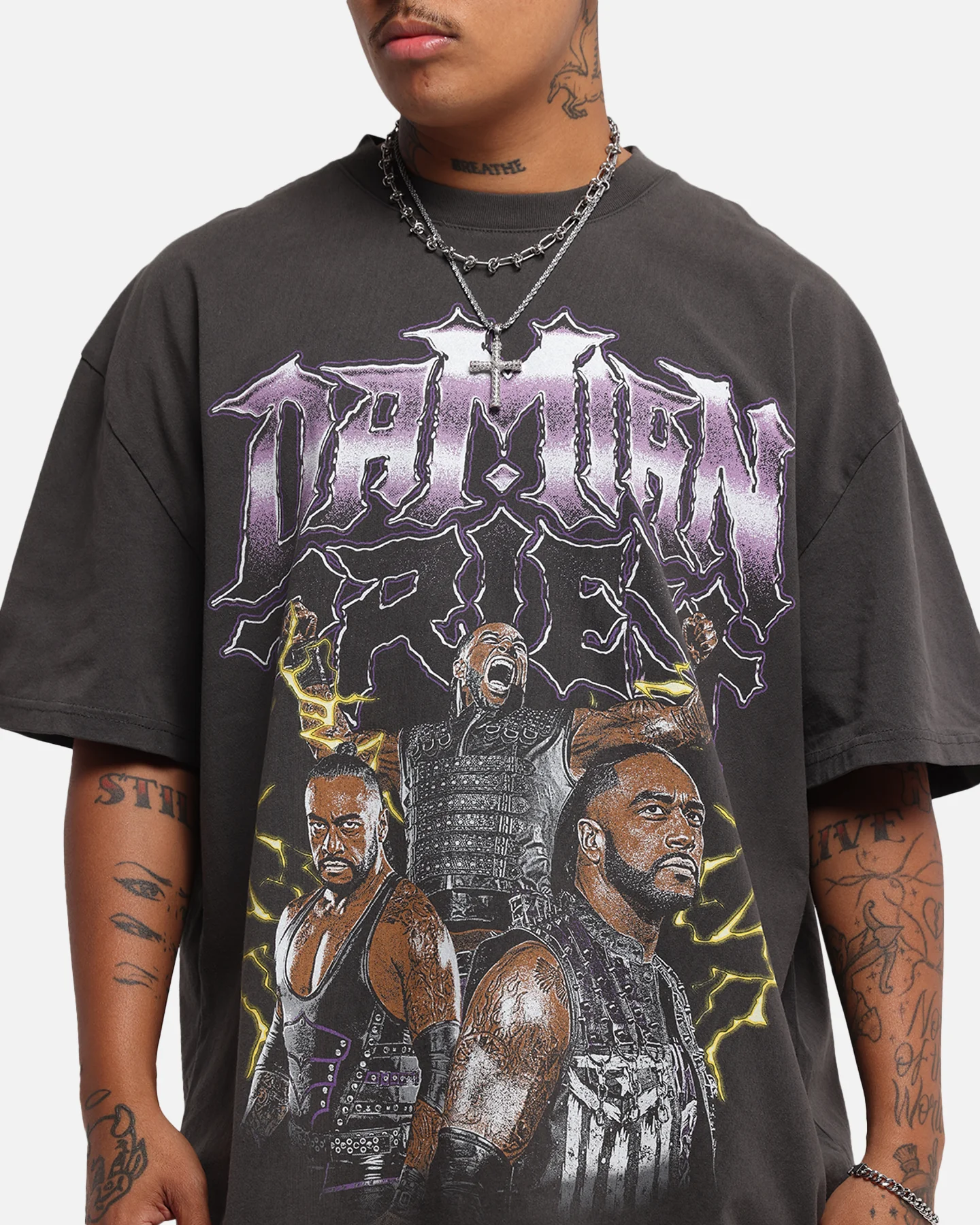 Culture Kings X WWE Damian Priest Wrestlemania XLI Heavy T-Shirt Black Wash - Image 7