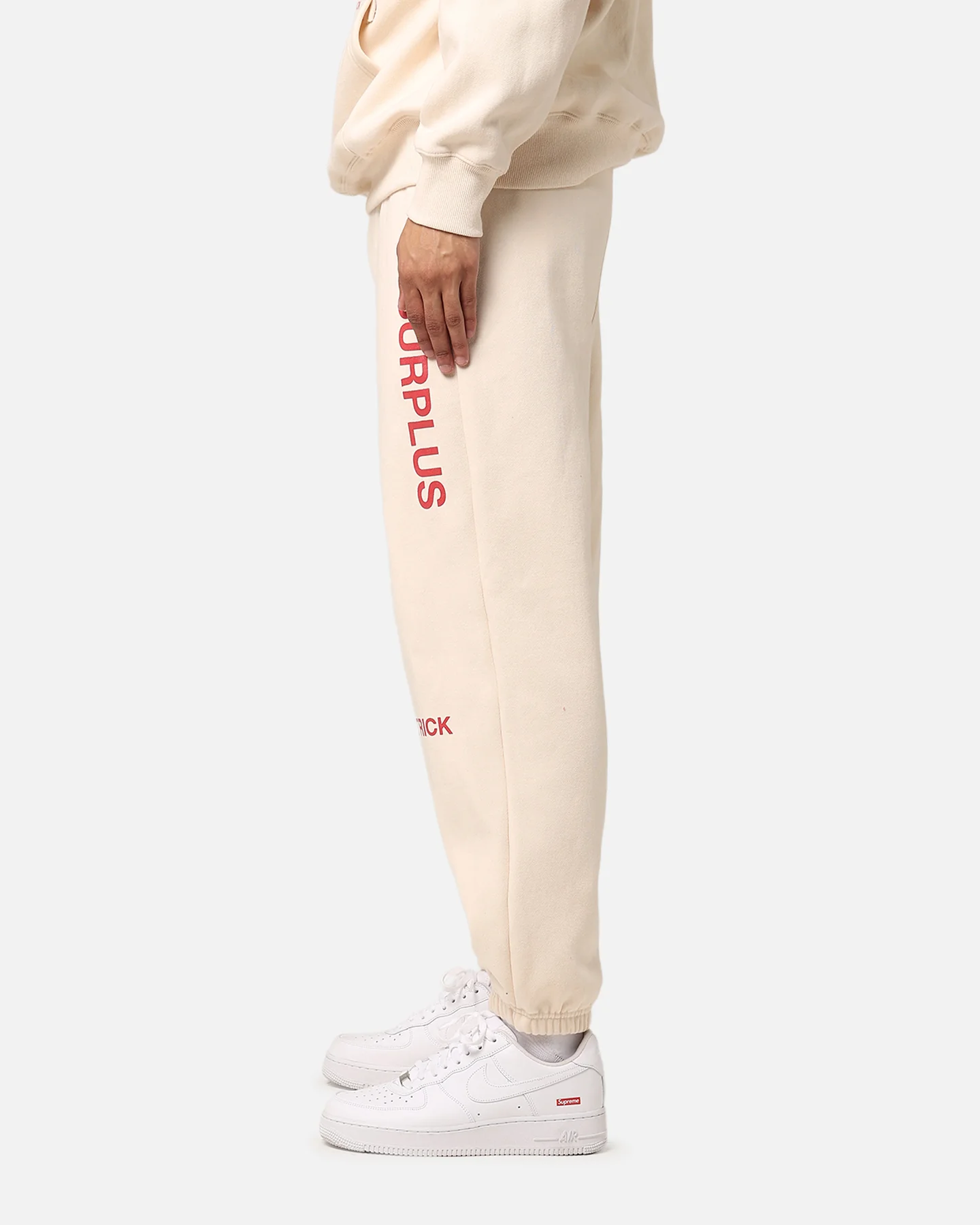 Daniel Patrick Surplus Logo Sweatpants Cream/Maroon - Image 6