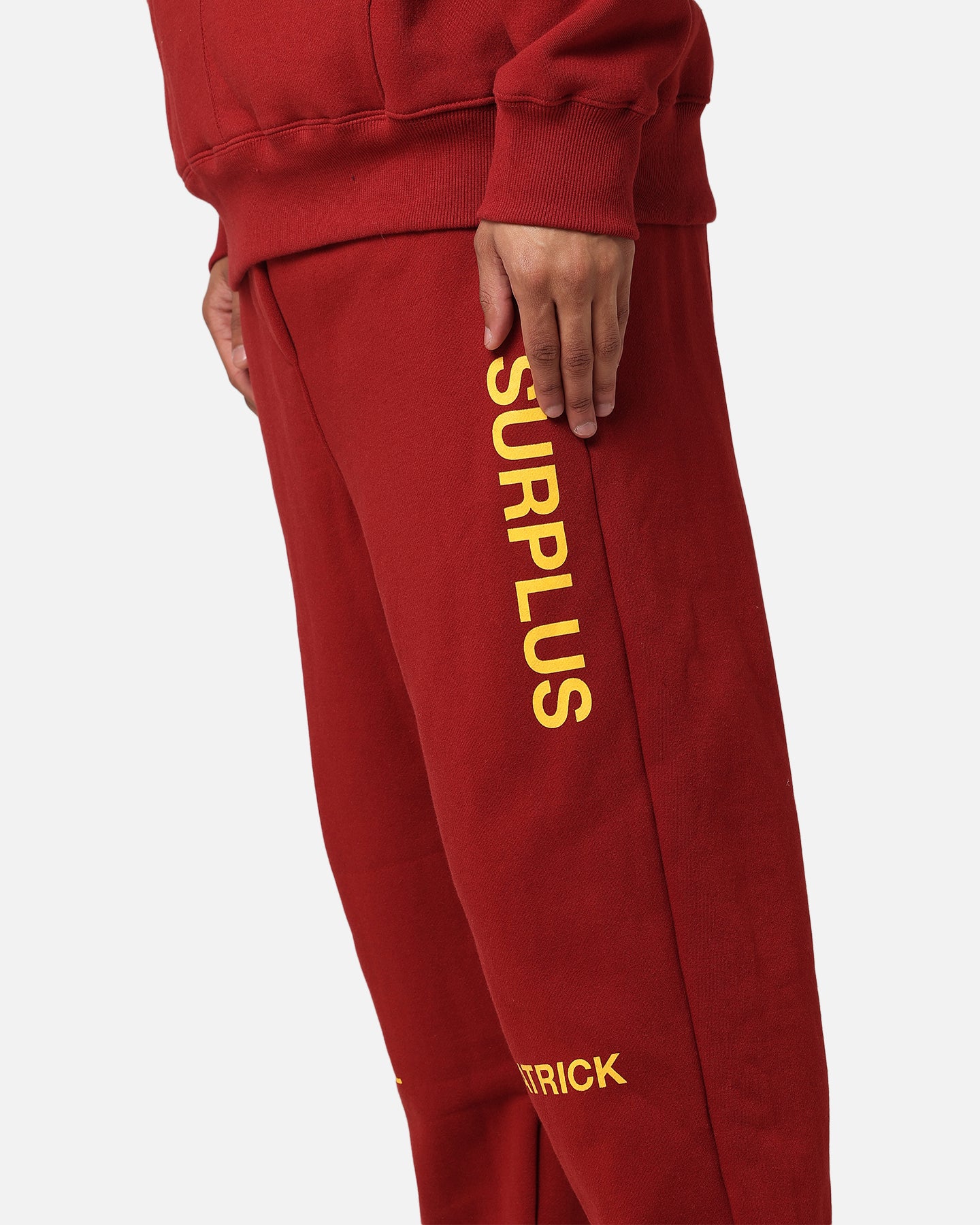 Daniel Patrick Surplus Logo Sweatpants Maroon/Yellow - Image 4