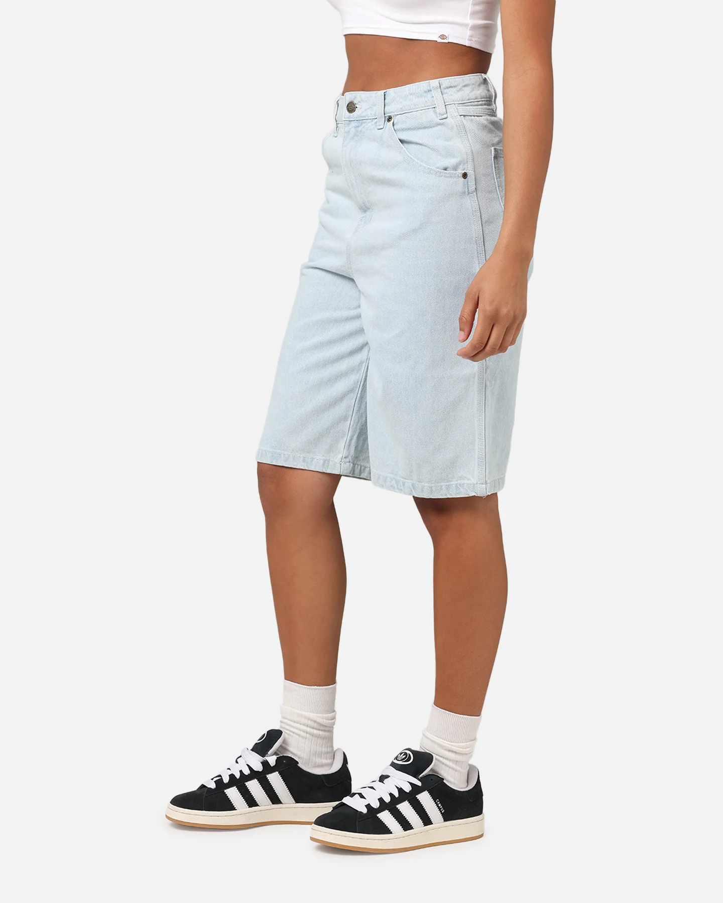 Dickies Women's Carpenter Denim Shorts Sky Blue - Image 5