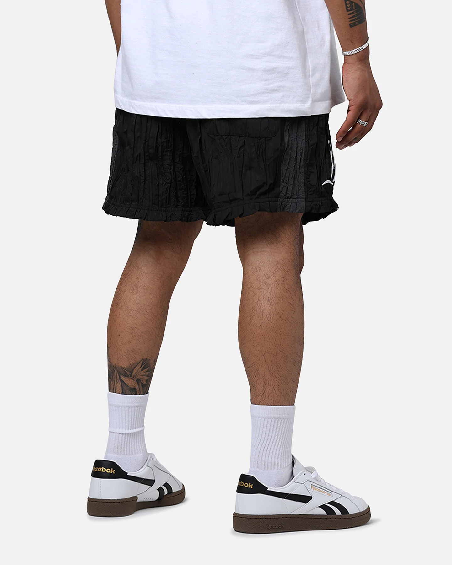 Diet Starts Monday Crinkled Nylon Shorts Black/Grey - Image 3