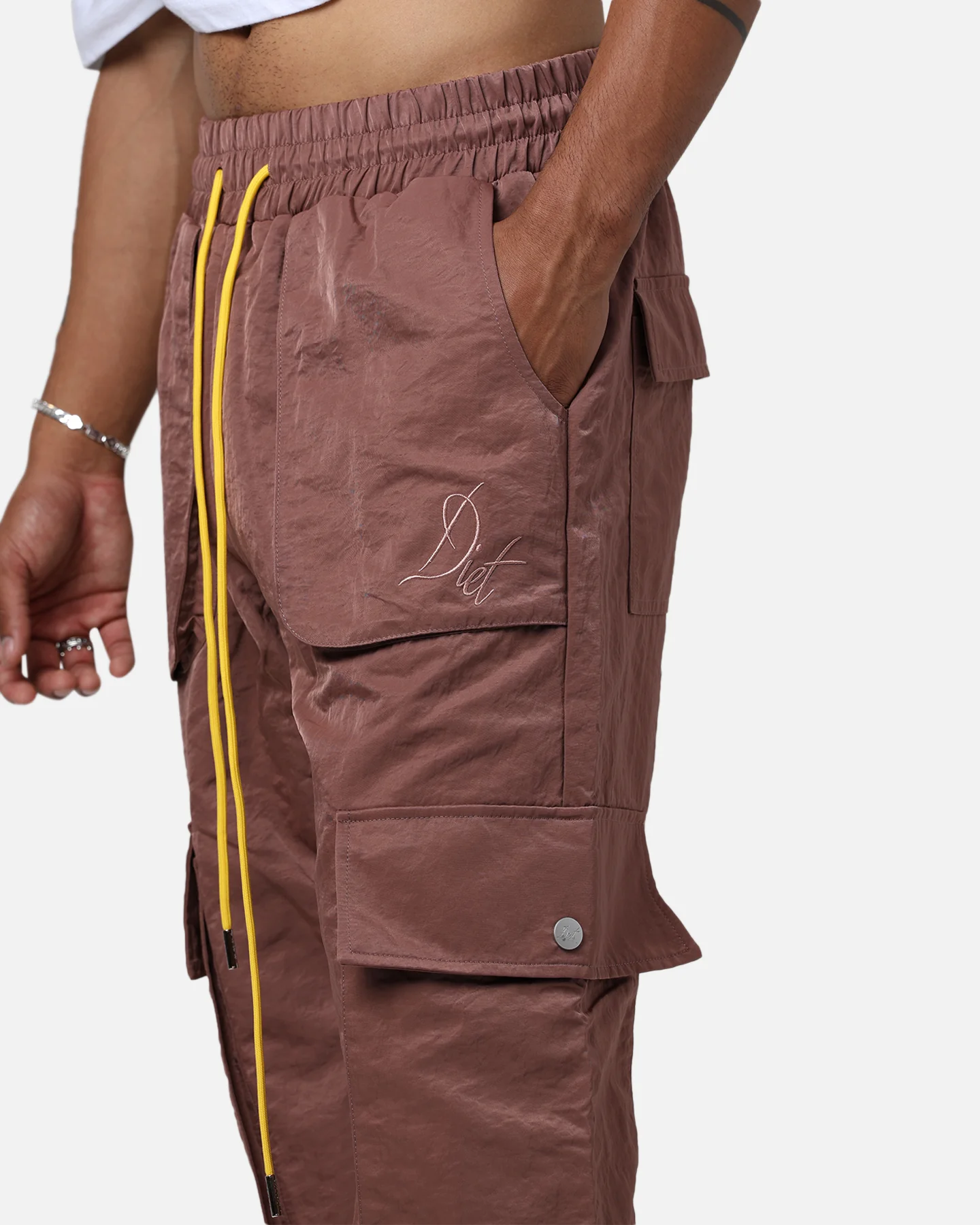 Diet Starts Monday Nylon Cargo Pants Dusty Rose - Image 7