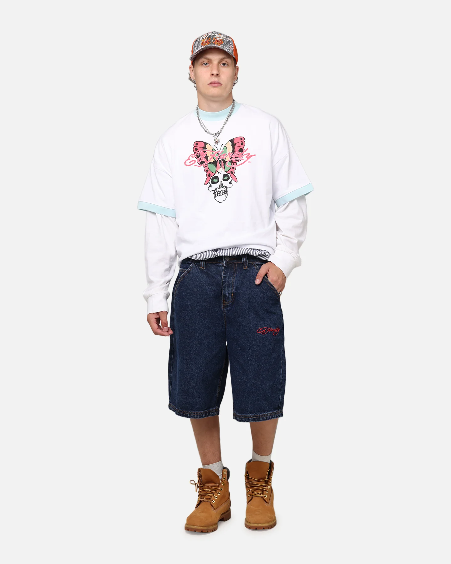 Ed Hardy Brave Hearts Jorts Indigo - Image 2