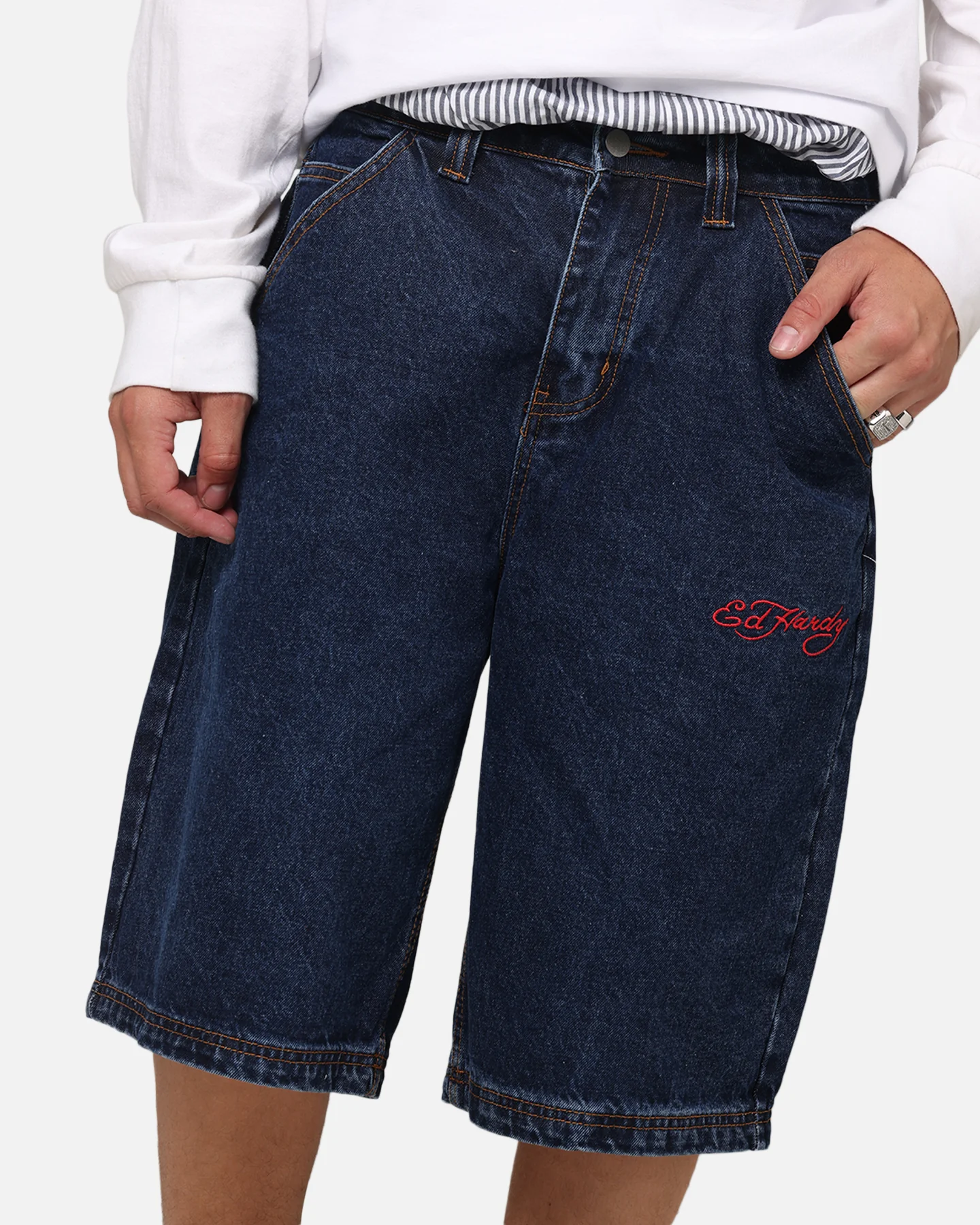 Ed Hardy Brave Hearts Jorts Indigo - Image 4