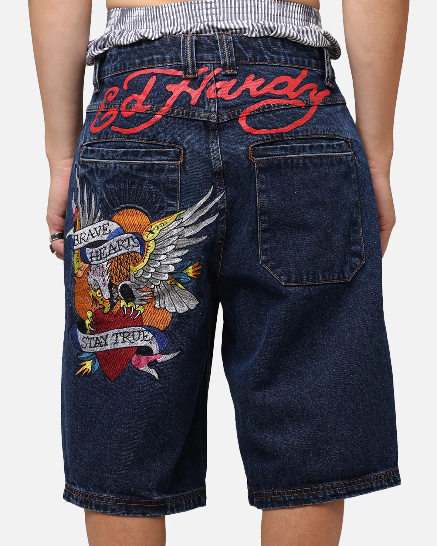 Ed Hardy Brave Hearts Jorts Indigo - Image 7