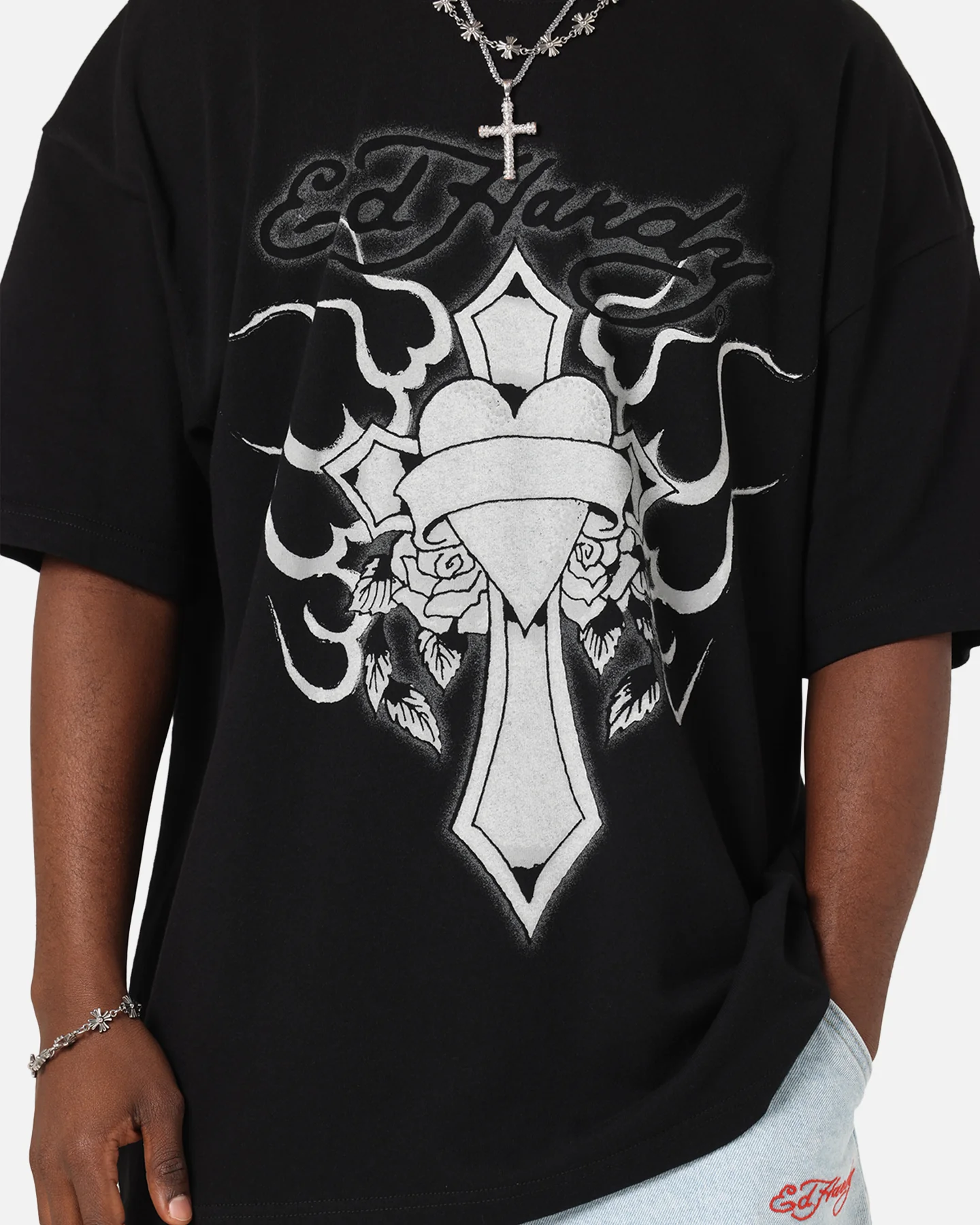 Ed Hardy Cross My Heart T-Shirt Black - Image 6