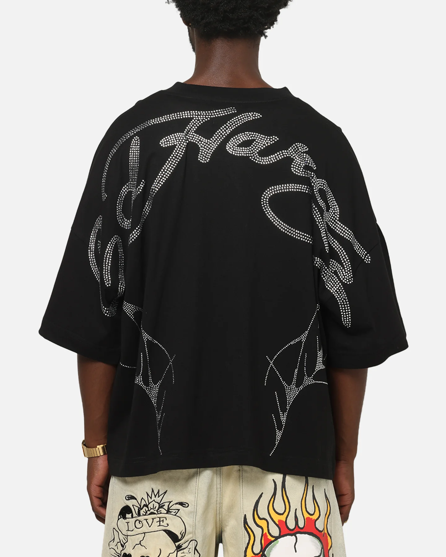 Ed Hardy Cyber Rhinestone T-Shirt Black - Image 2