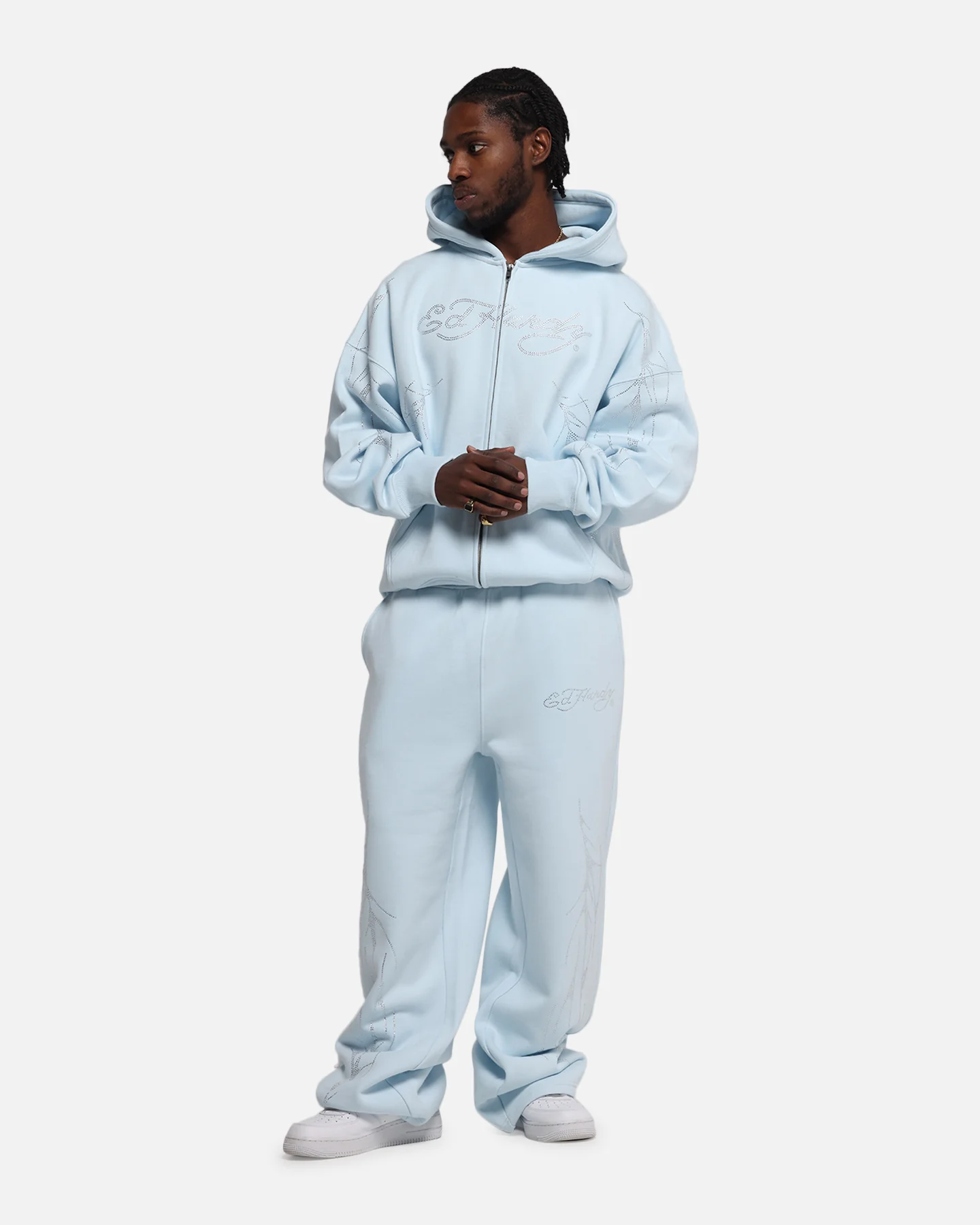 Ed Hardy Cyber Rhinestone Track Pants Light Blue - Image 2