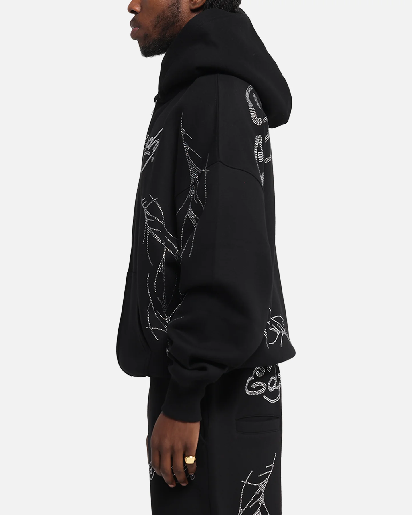 Ed Hardy Cyber Rhinestone Zip-Up Hoodie Black - Image 6