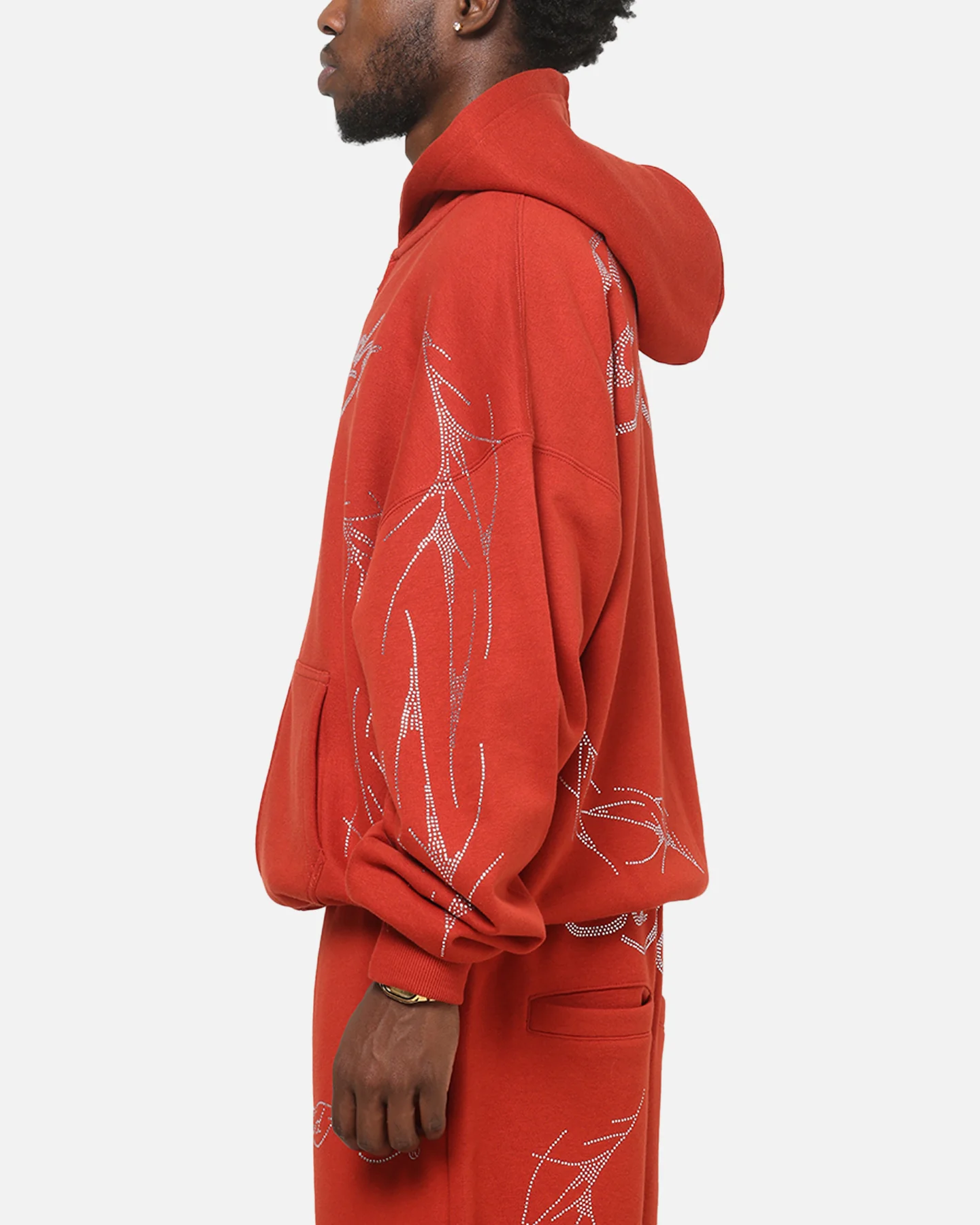 Ed Hardy Cyber Rhinestone Zip-Up Hoodie Red - Image 6