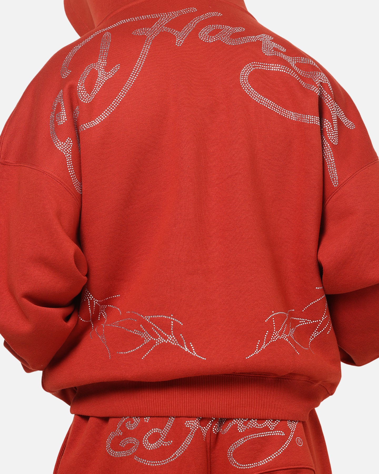 Ed Hardy Cyber Rhinestone Zip-Up Hoodie Red - Image 8