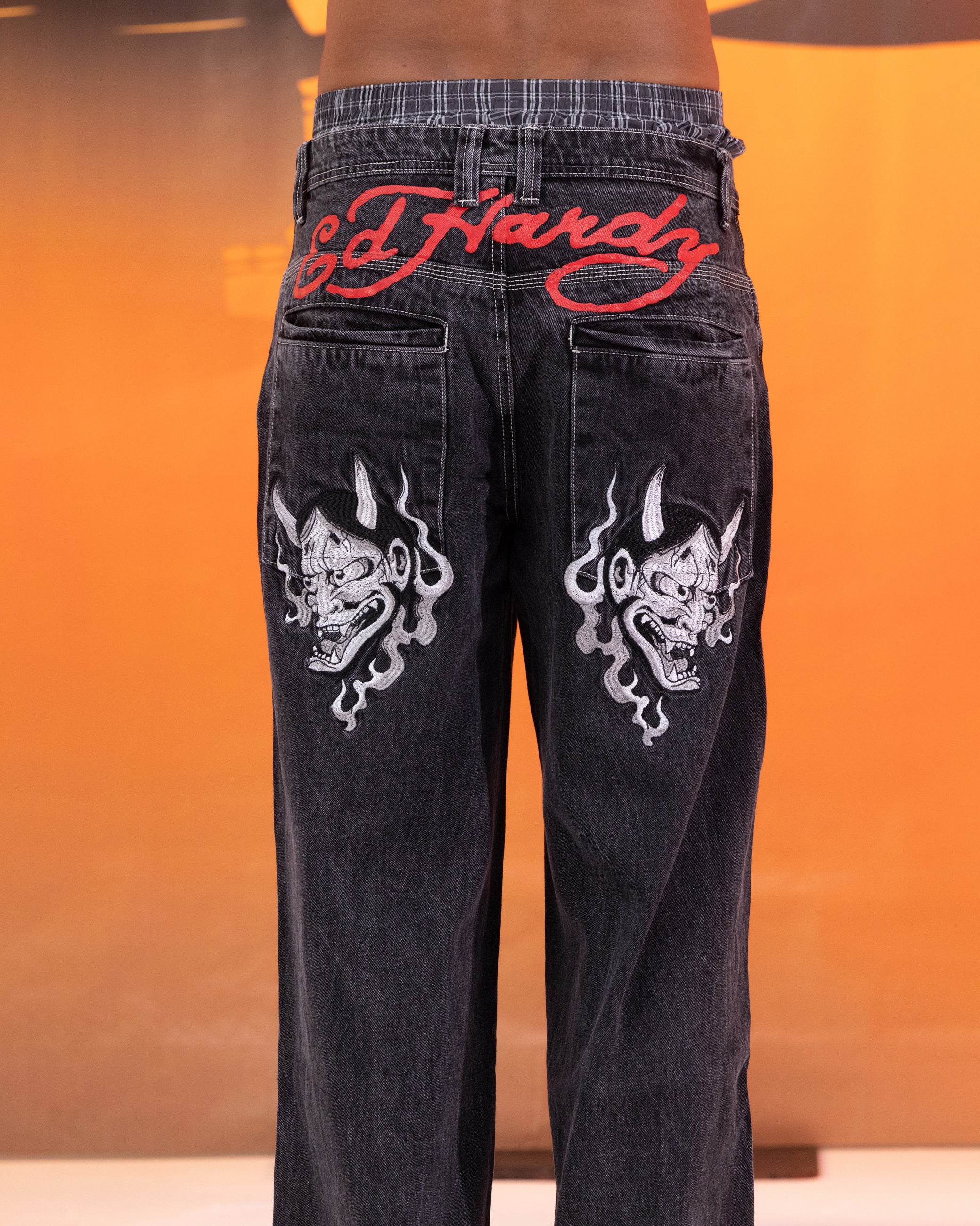 Ed Hardy Devil Wide Leg Denim Jeans Black - Image 8