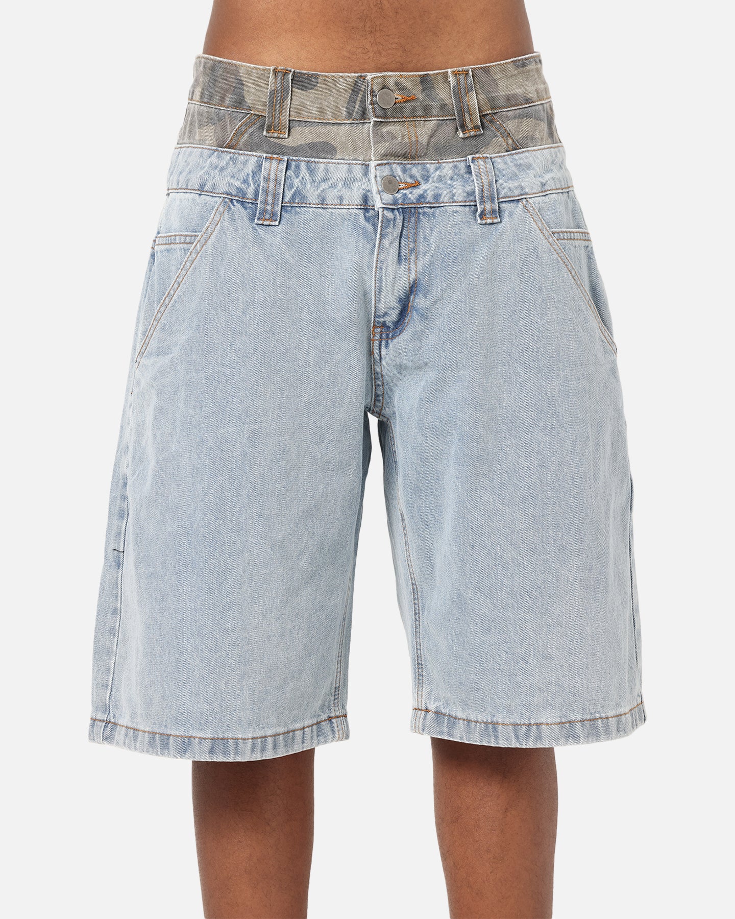 Ed Hardy Double Waist Camo Jorts Mid Blue Denim - Image 8
