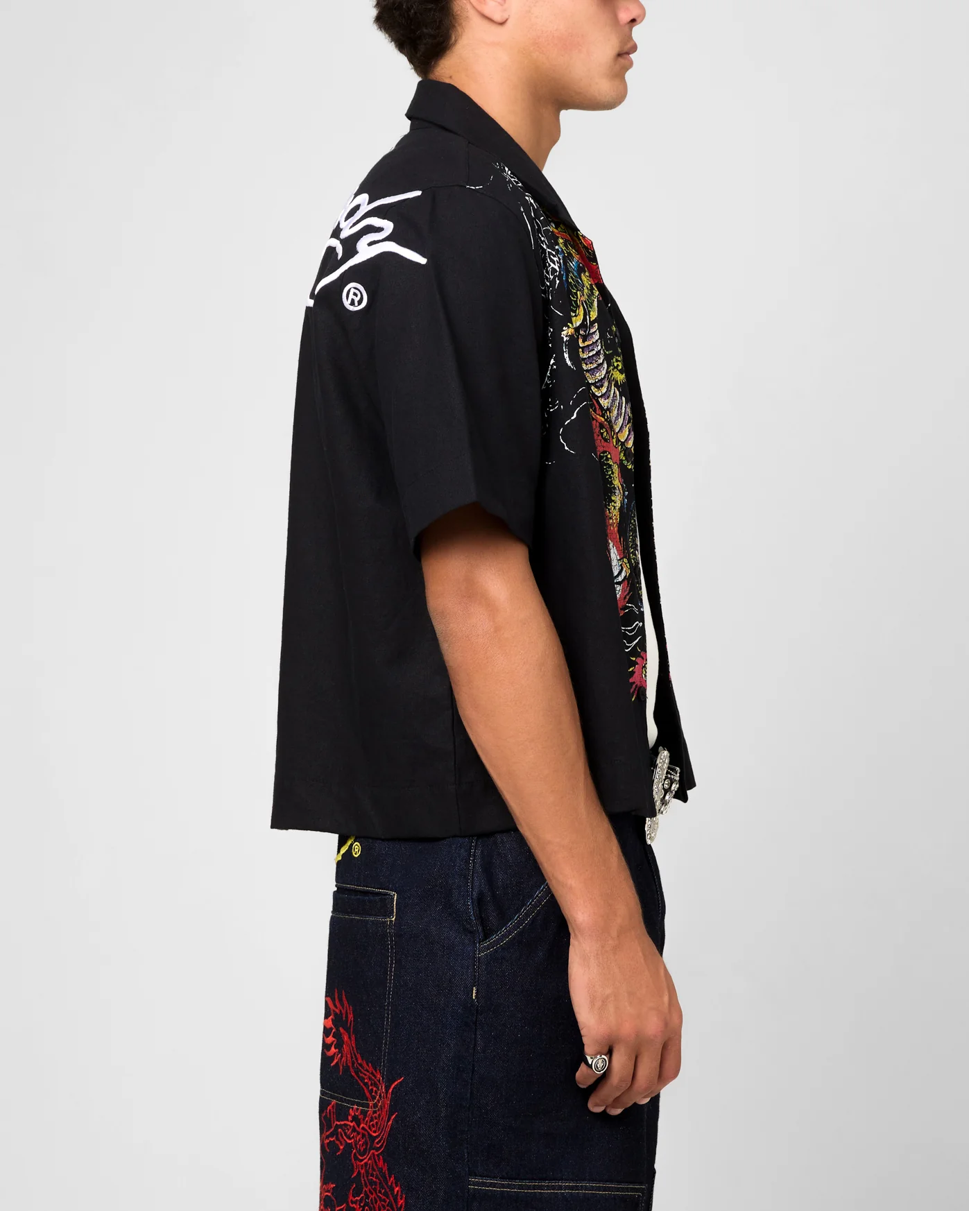 Ed Hardy Dragon Button Up Shirt Black - Image 6