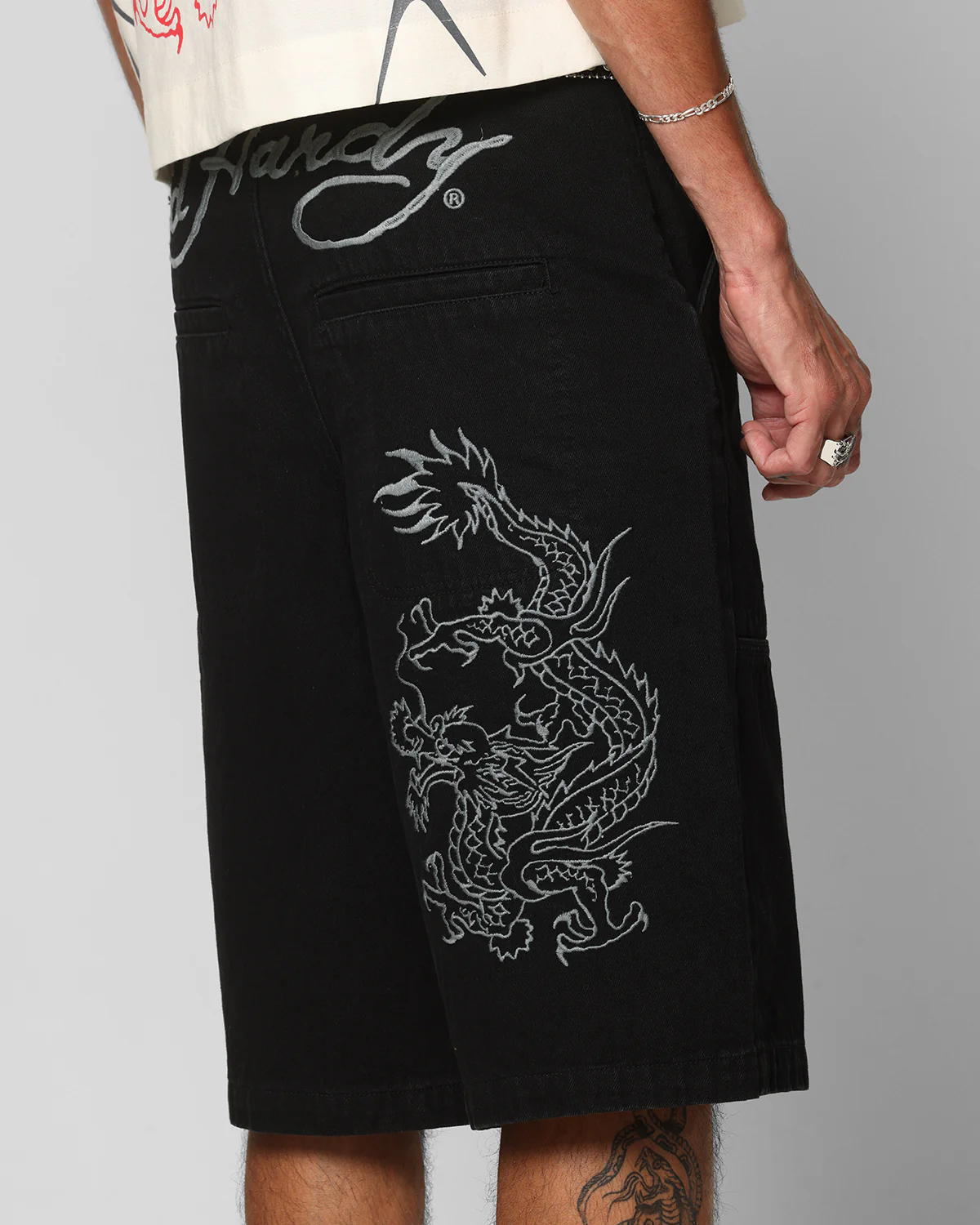 Ed Hardy Dragon Jorts Black - Image 3