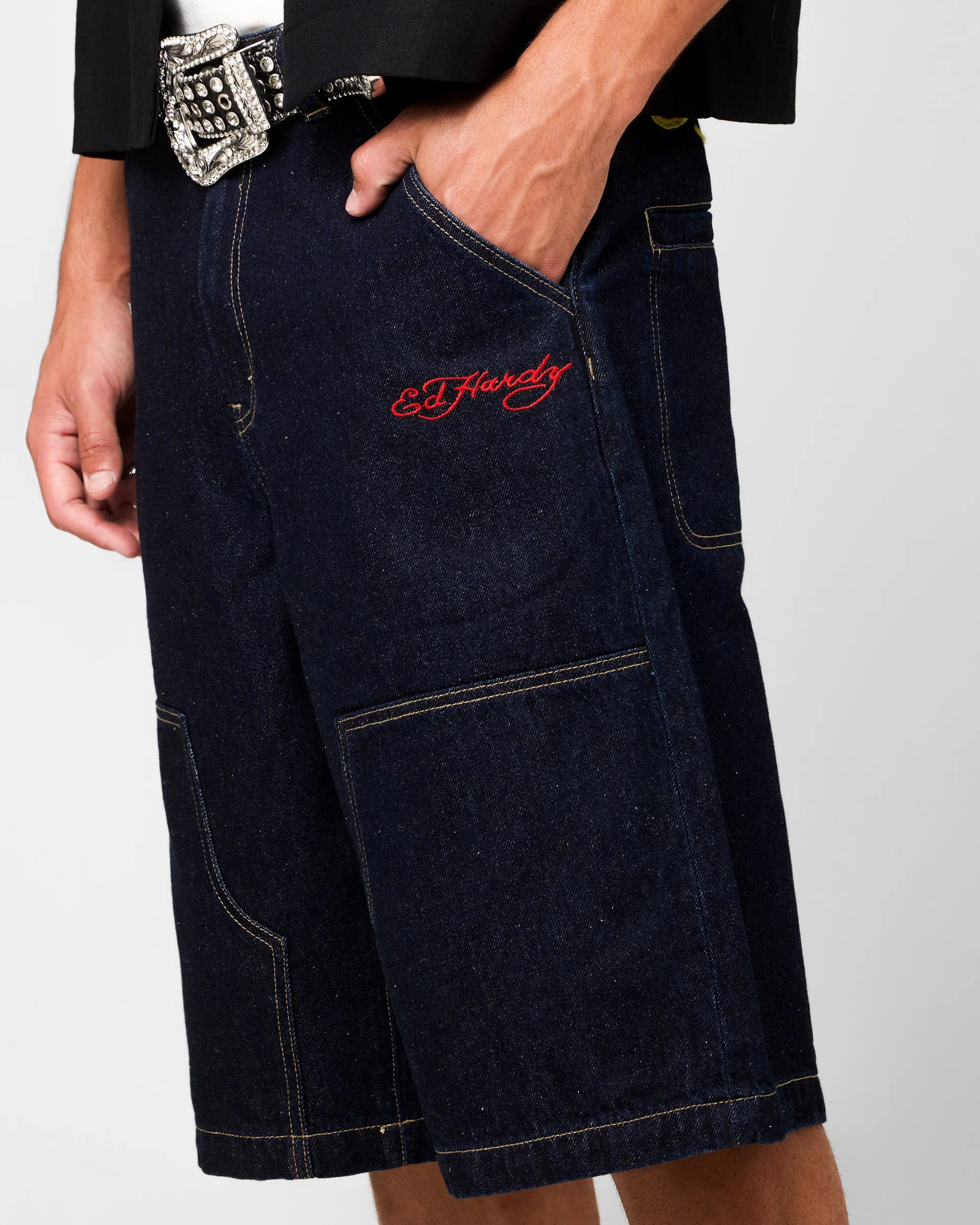 Ed Hardy Dragon Jorts Indigo - Image 4