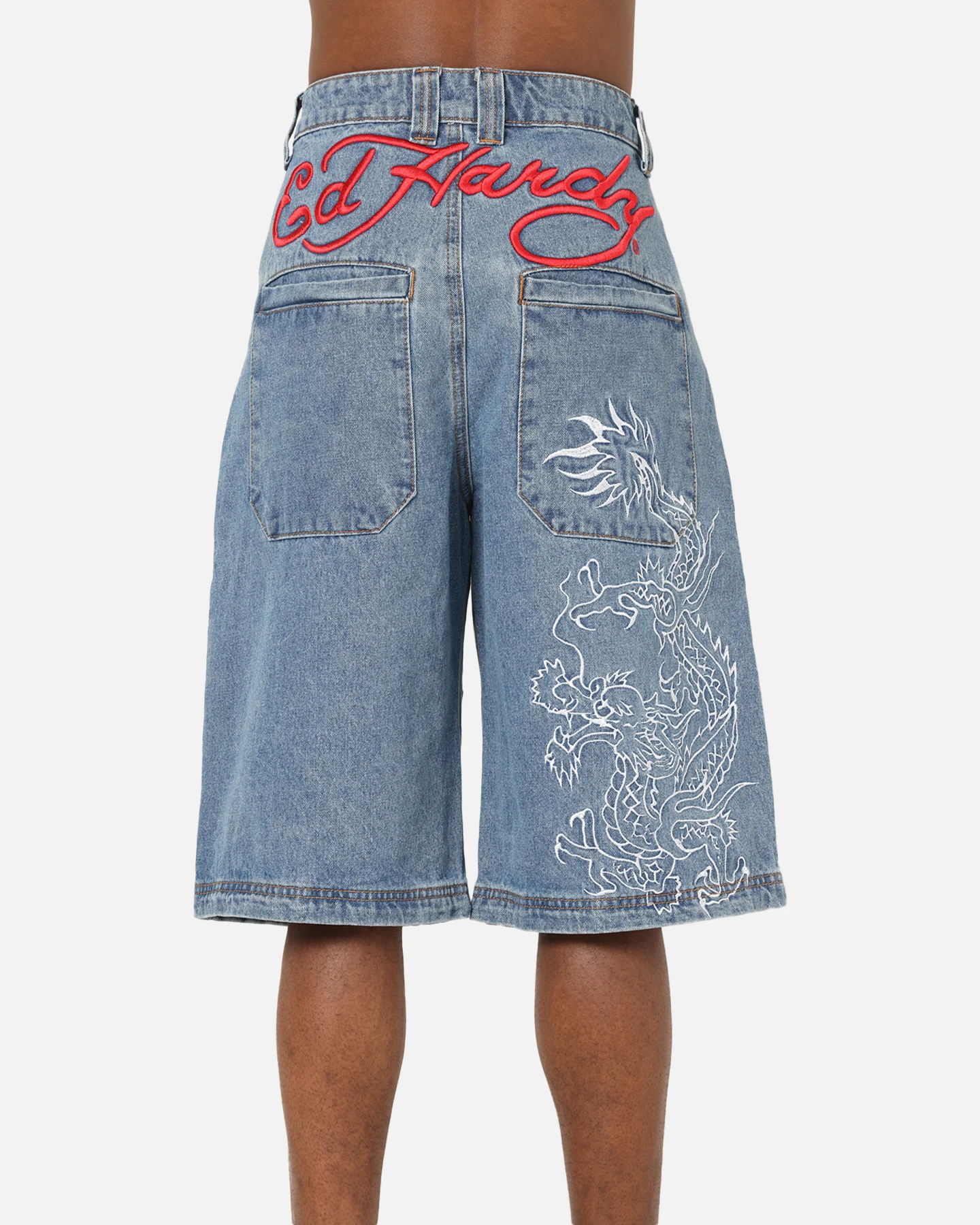 Ed Hardy Dragon Jorts Mid Blue Denim - Image 8