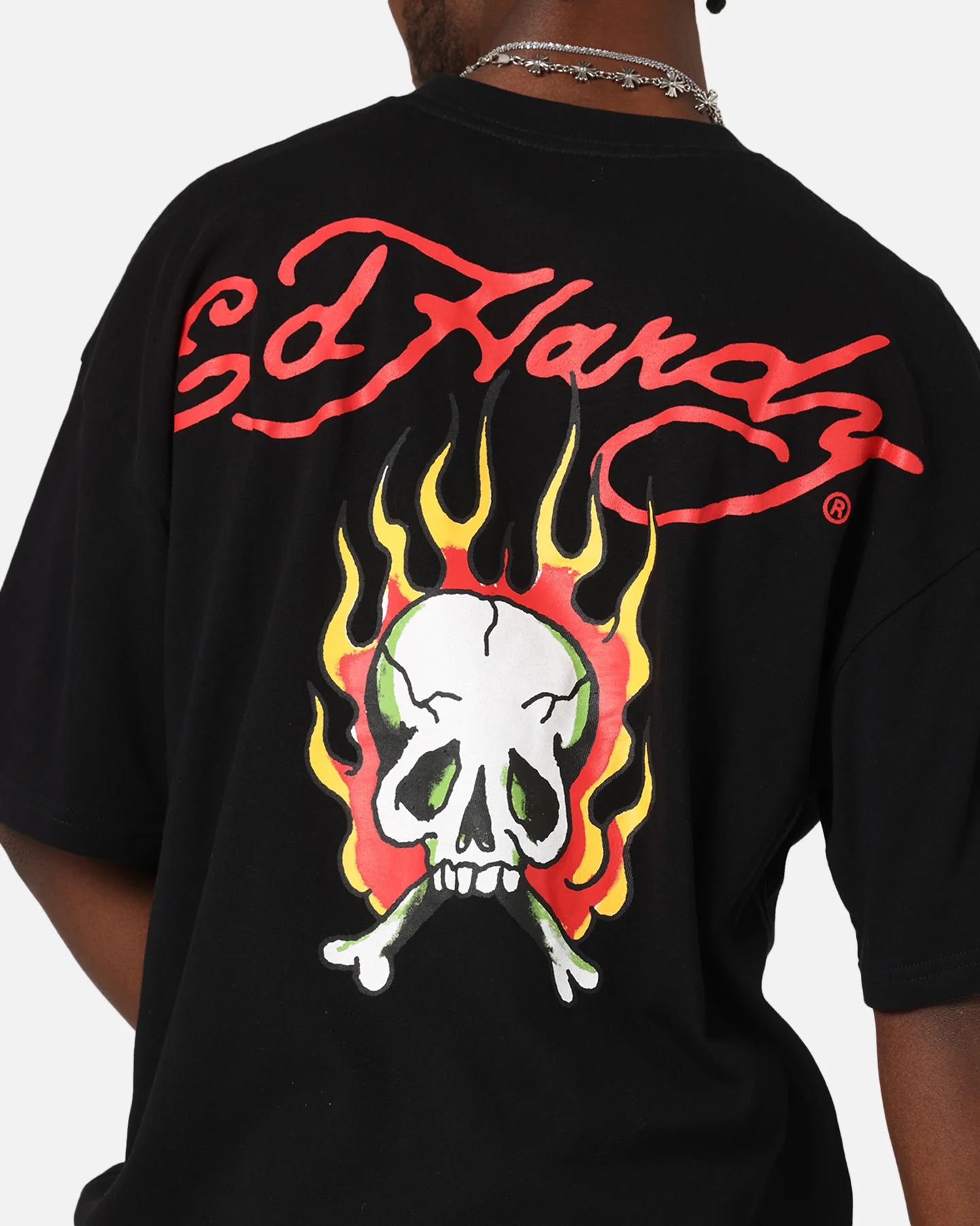 Ed Hardy Flaming Skull T-Shirt Black - Image 8