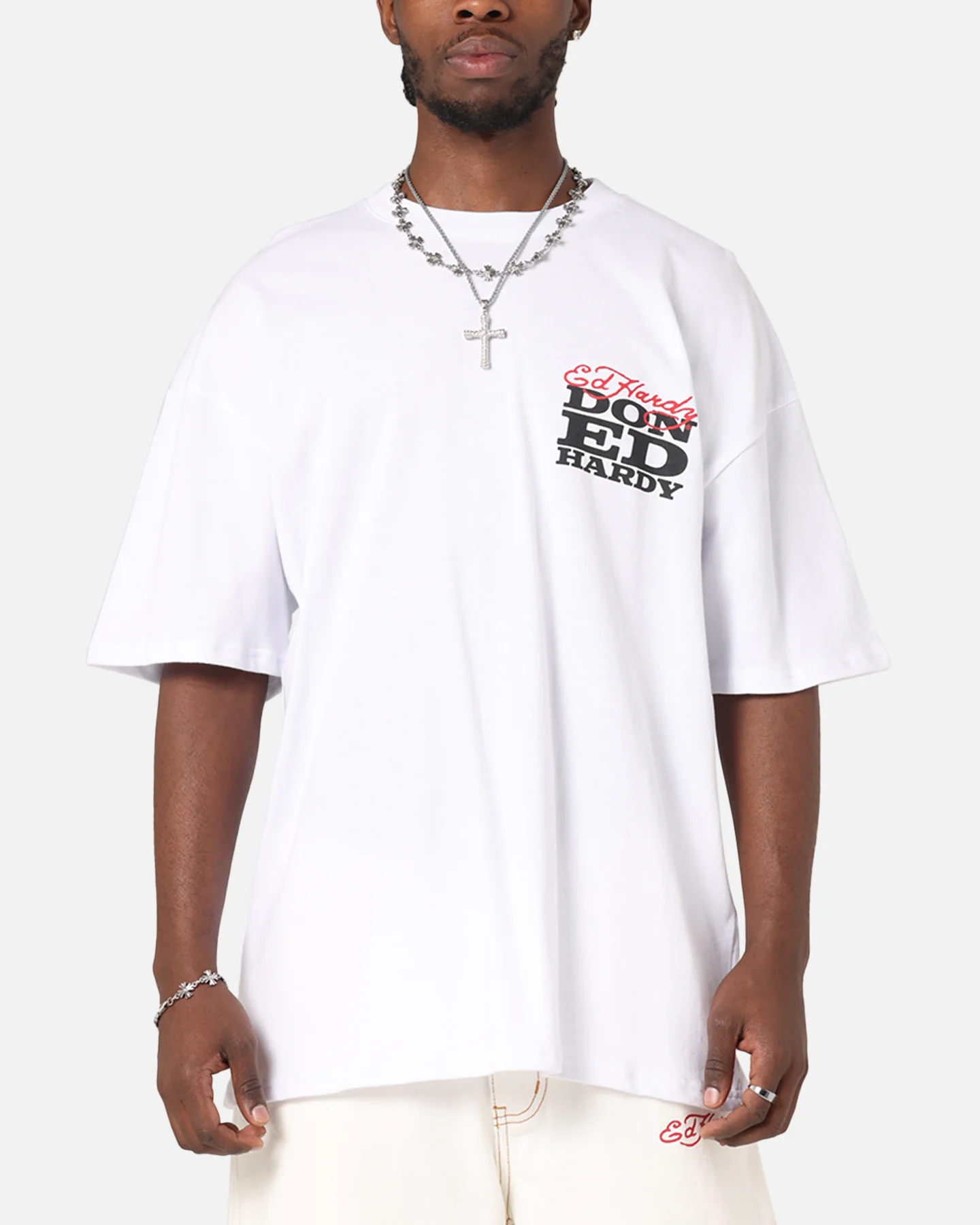 Ed Hardy Flaming Skull T-Shirt White - Image 2