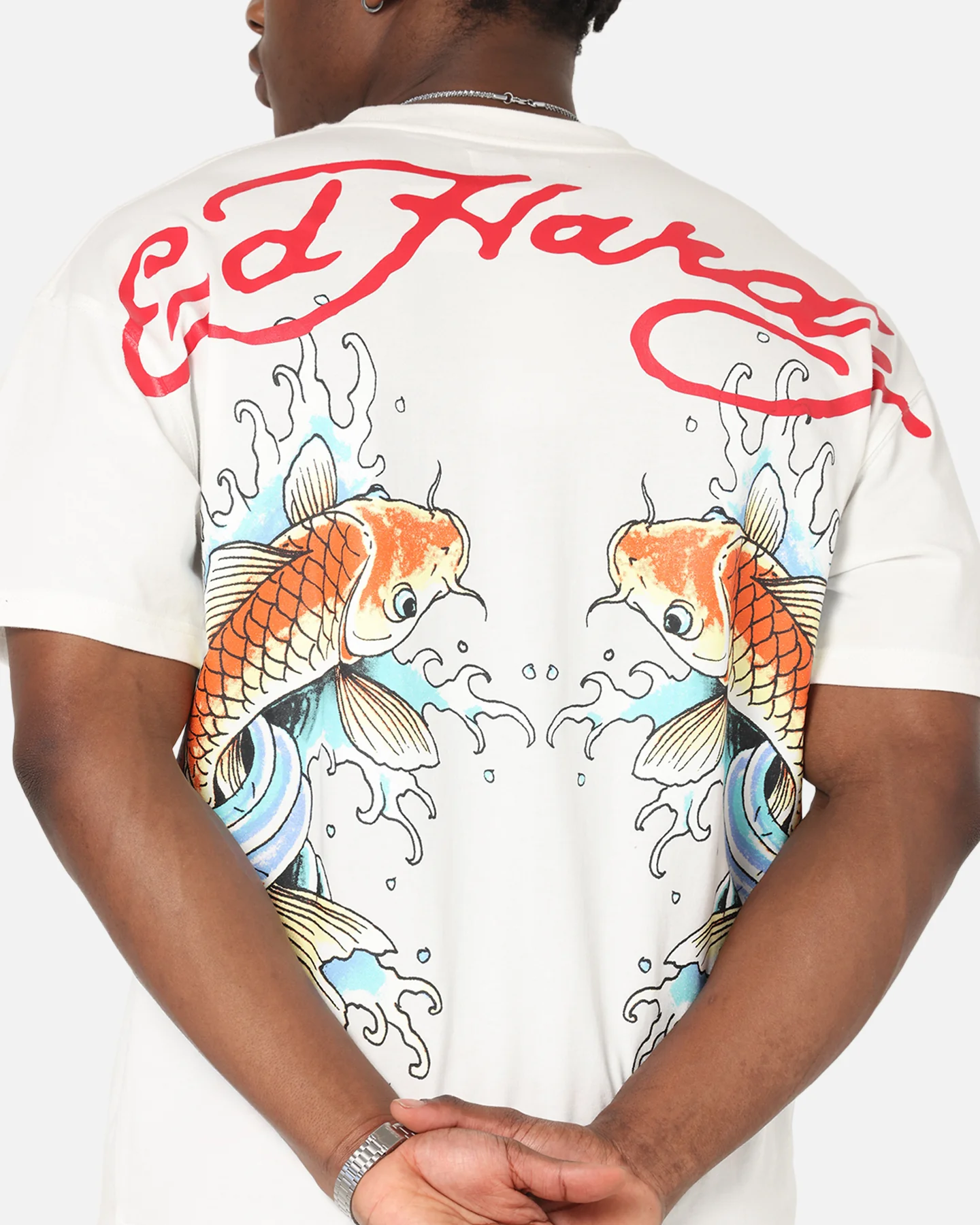 Ed Hardy Flash Koi T-Shirt Off White - Image 7