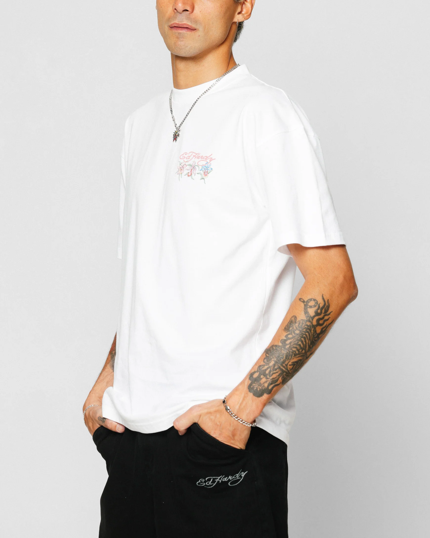 Ed Hardy Flowers T-Shirt White - Image 8