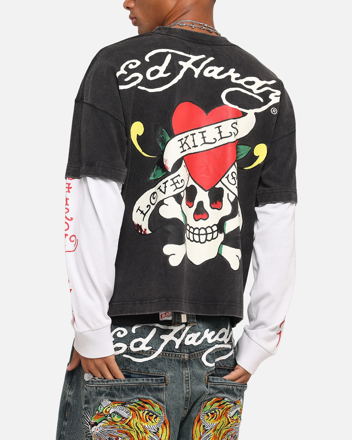 Ed Hardy Love Kills Layered Long Sleeve T-Shirt Black - Image 7