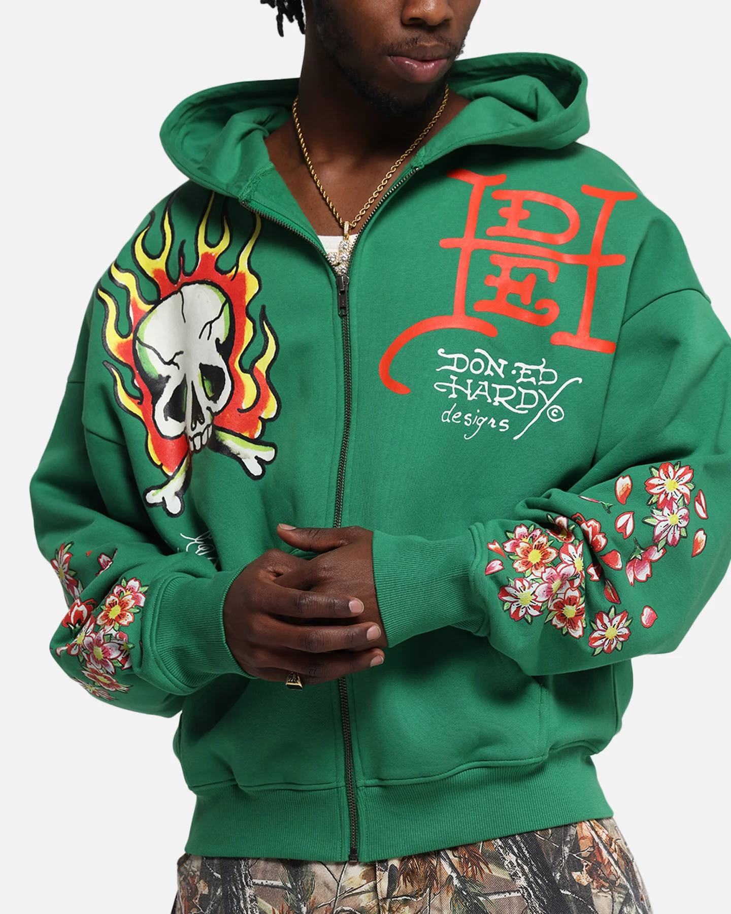 Ed Hardy Love Kills Slowly Zip Hoodie Green - Image 7