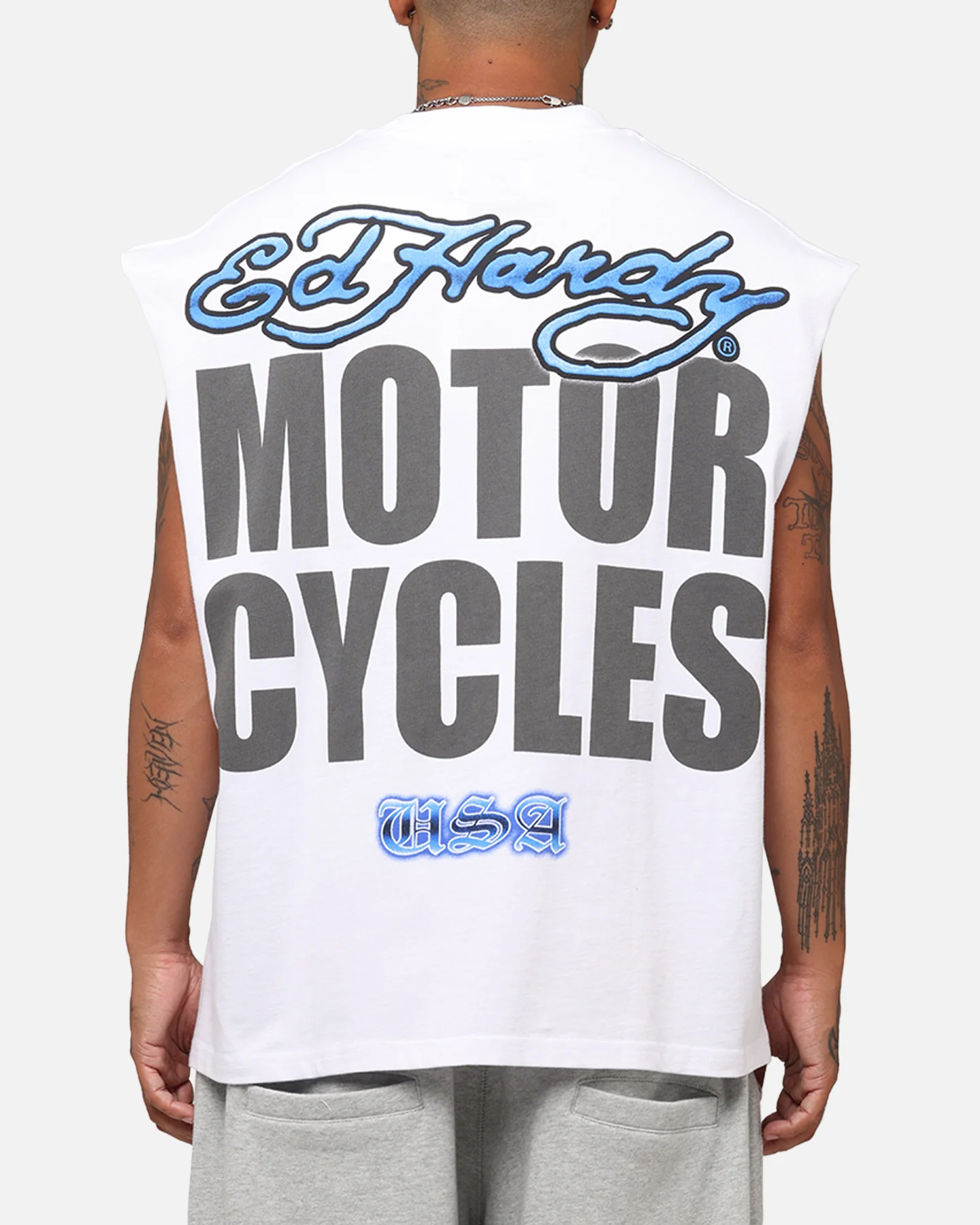 Ed Hardy Motorcycles Tiger Muscle T-Shirt White - Image 2