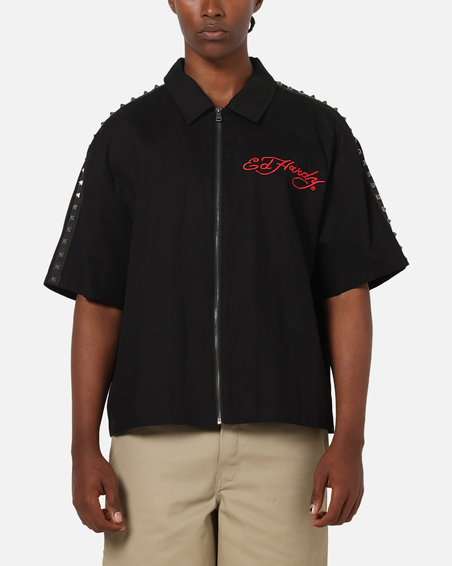 Ed Hardy Panther Stud Zip Shirt Black - Image 2