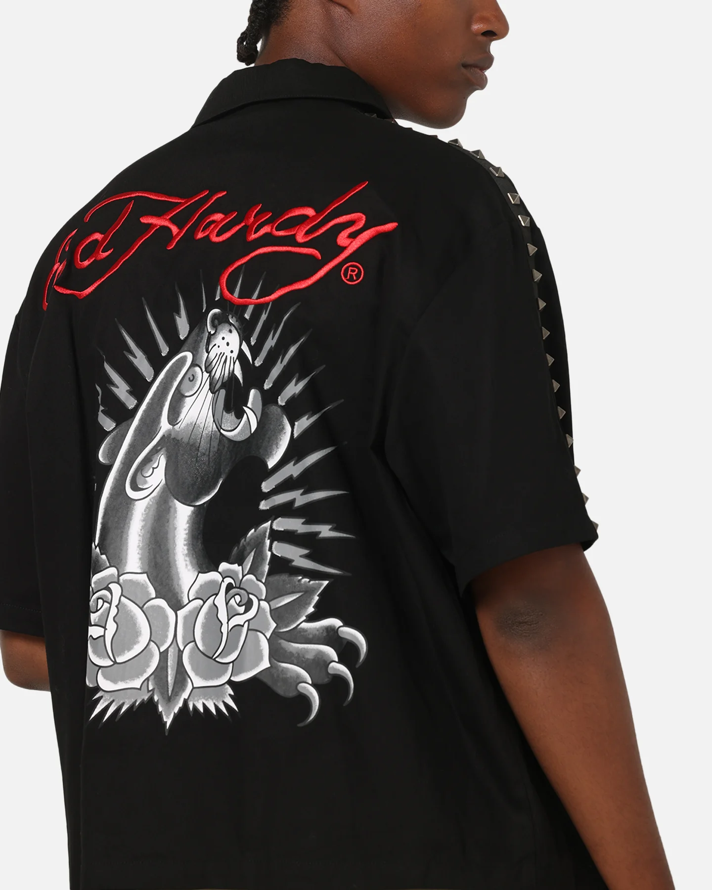 Ed Hardy Panther Stud Zip Shirt Black - Image 7