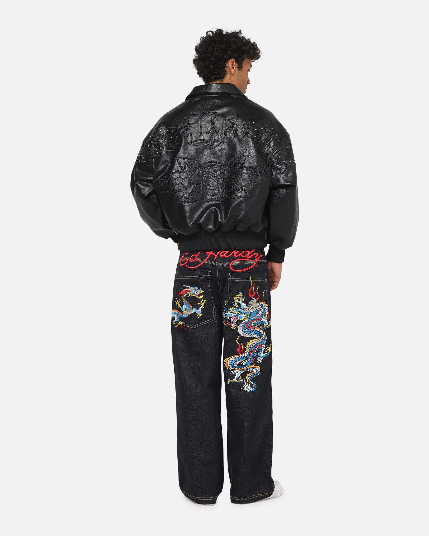 Ed Hardy Studded Bomber Jacket Black - Image 3