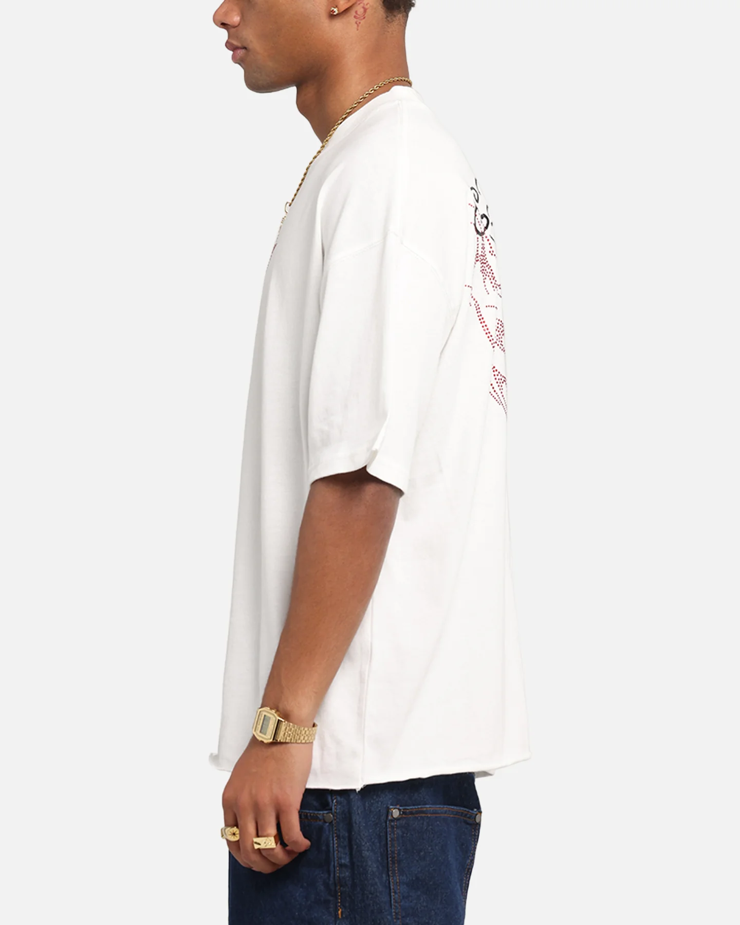 Ed Hardy Techno Rhinestone T-Shirt Off White - Image 6