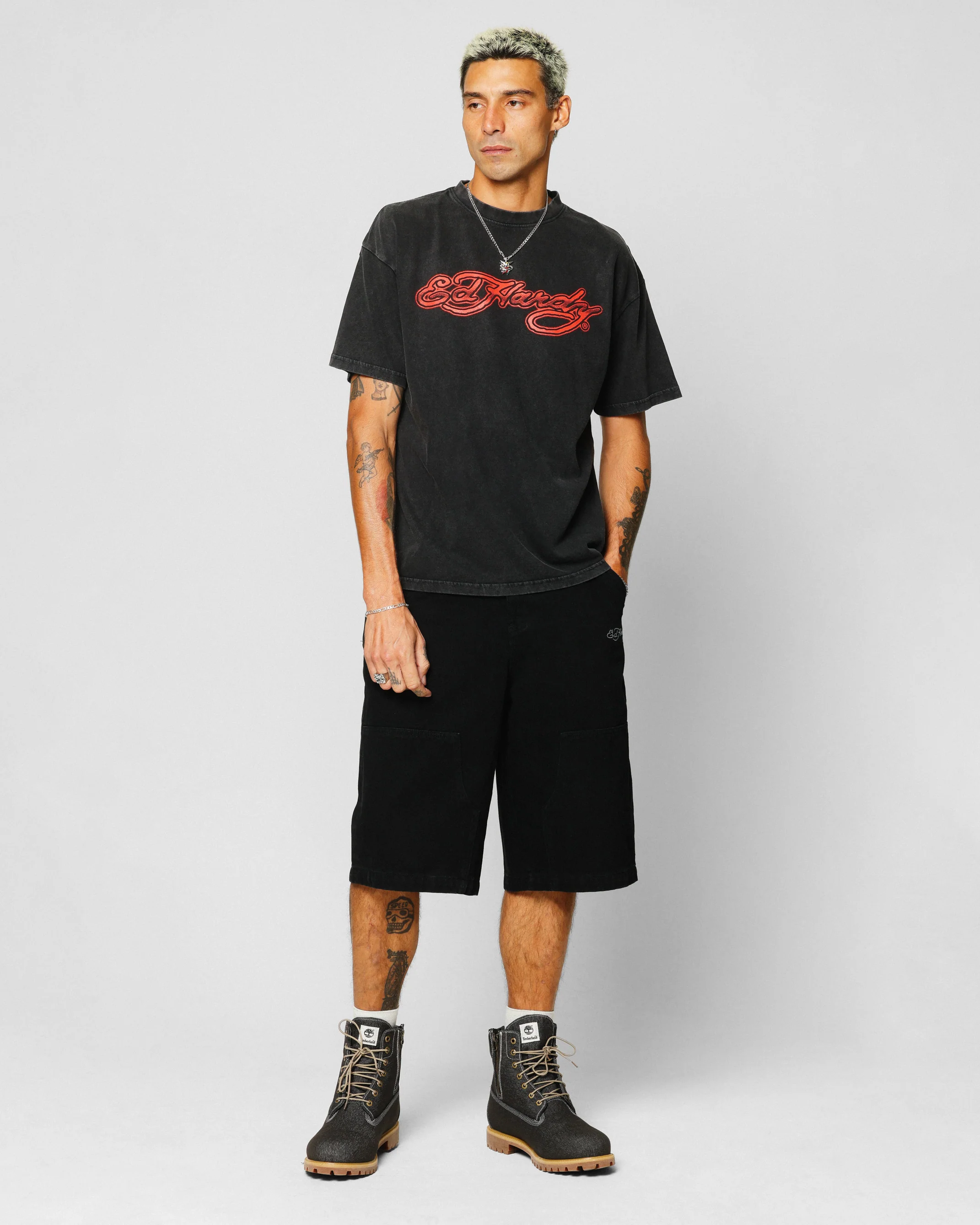 Ed Hardy Tribal T-Shirt Black Acidwash - Image 4