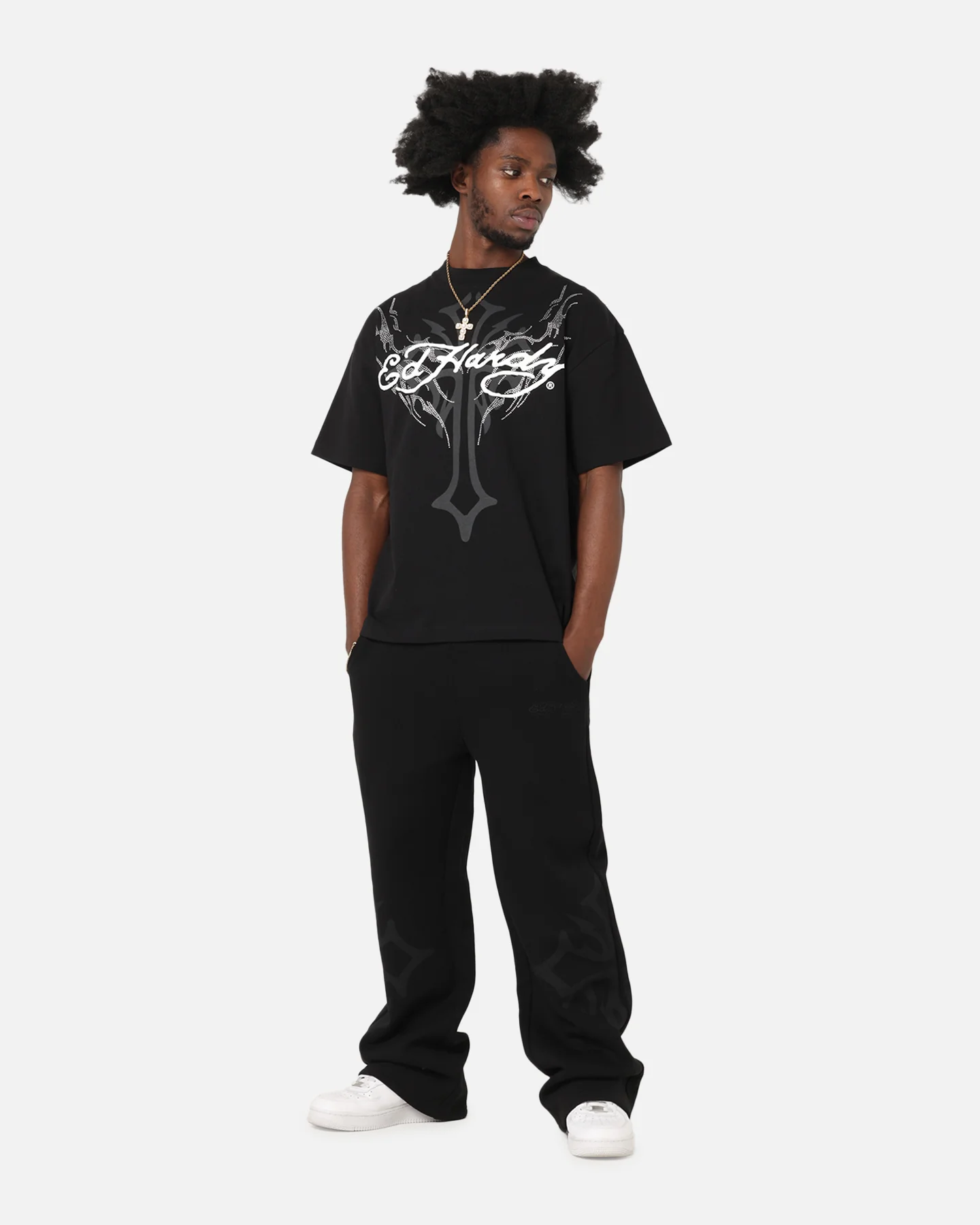 Ed Hardy Trinity Rhinestone T-Shirt Black - Image 2