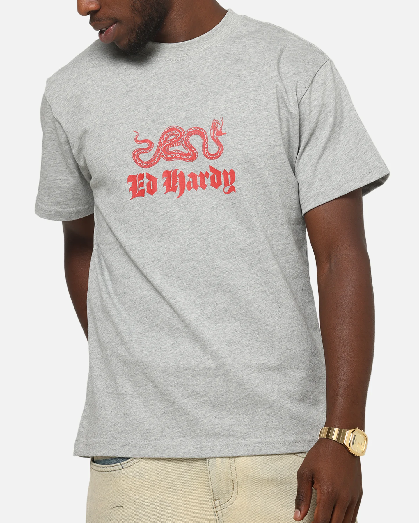 Ed Hardy Venom Fitted T-Shirt Grey Marle - Image 6