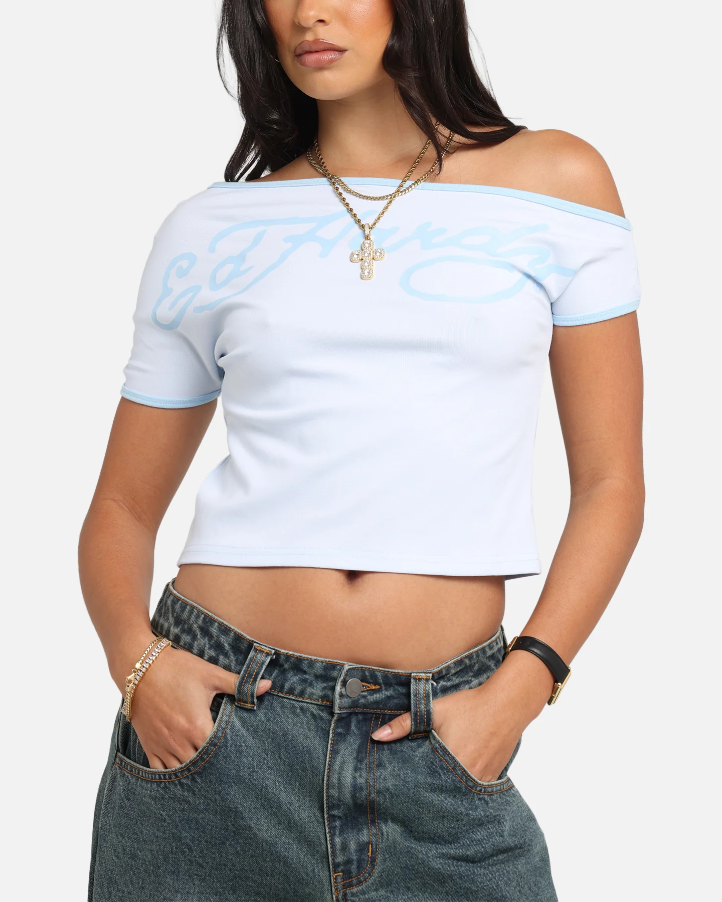 Ed Hardy Women's Aline Baby T-Shirt Blue - Image 6
