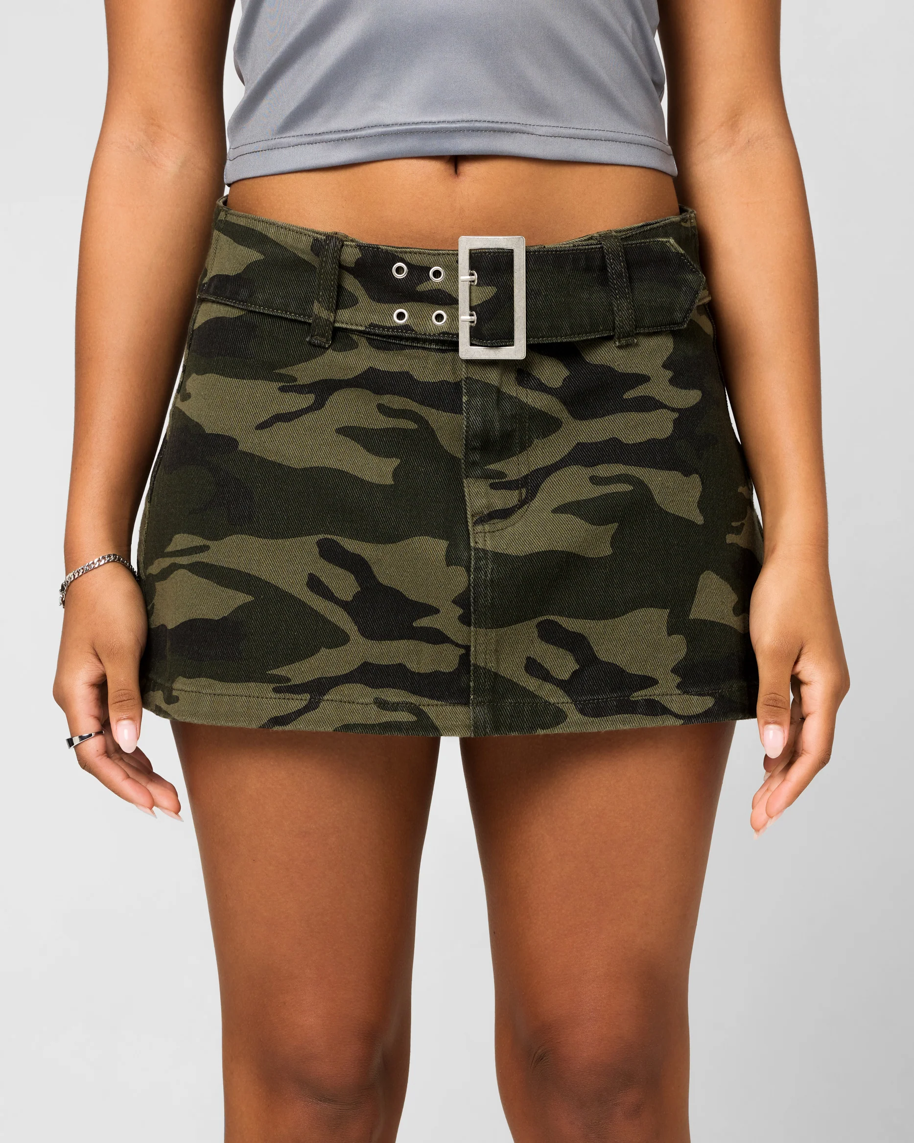 Ed Hardy Women's Denim Mini Skirt Woodland Camo - Image 7