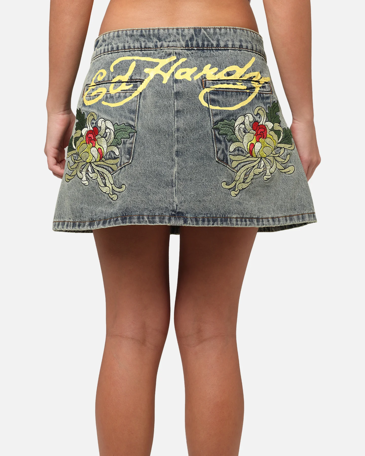 Ed Hardy Women's Flora Denim Mini Skirt Dirty Blue - Image 7