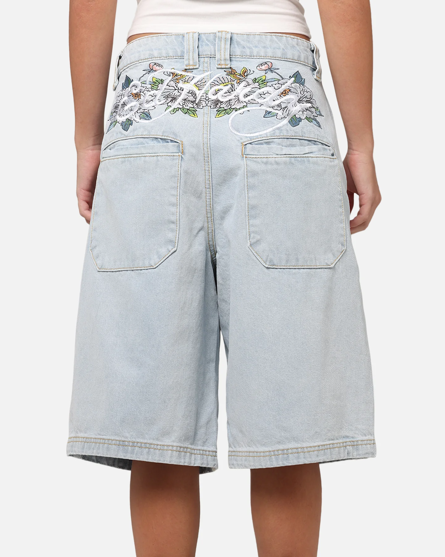 Ed Hardy Women's Flora Jorts Light Wash - Image 8